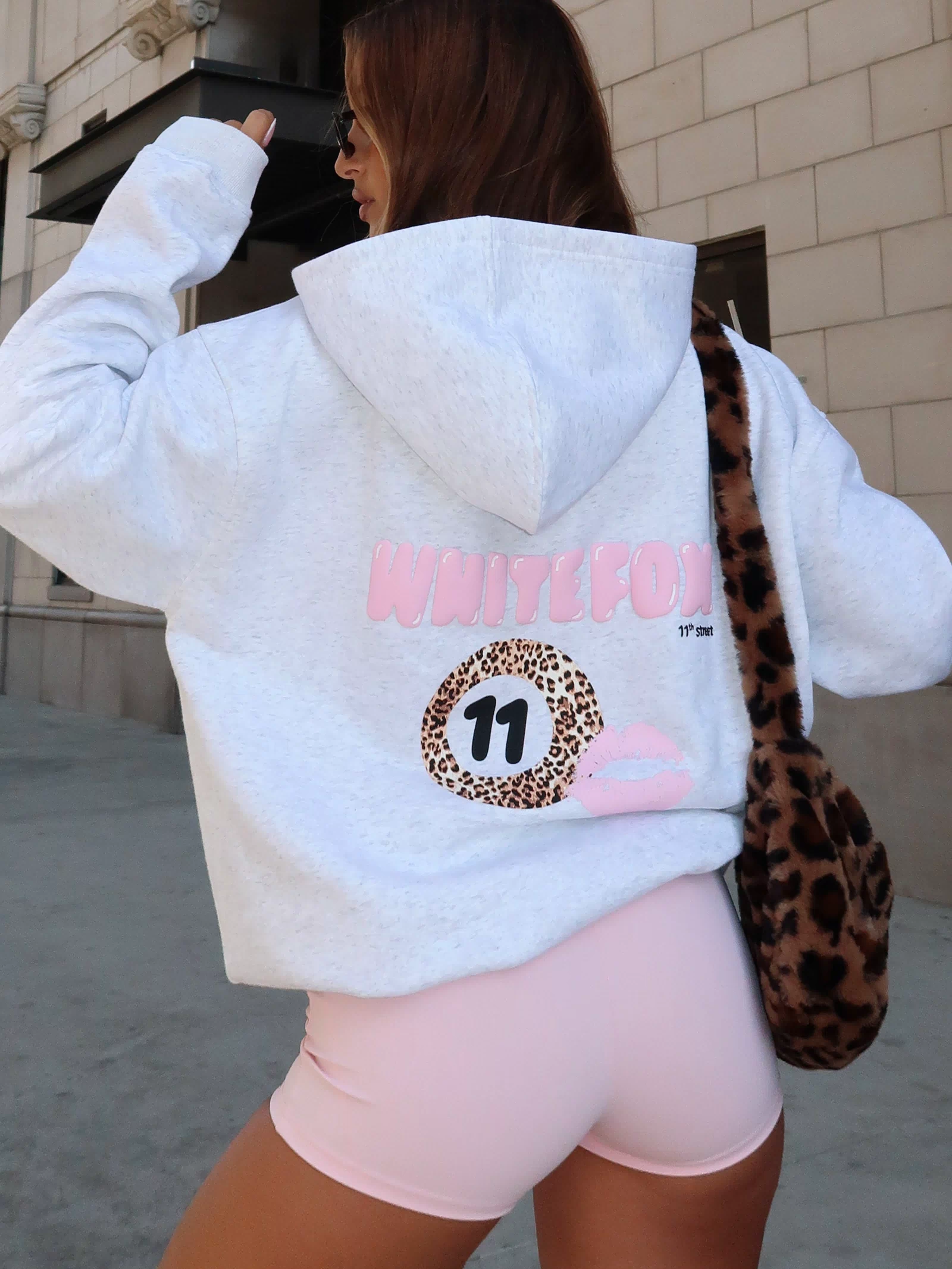 11th Street She's So Lucky Oversized Hoodie Leopard Splice
