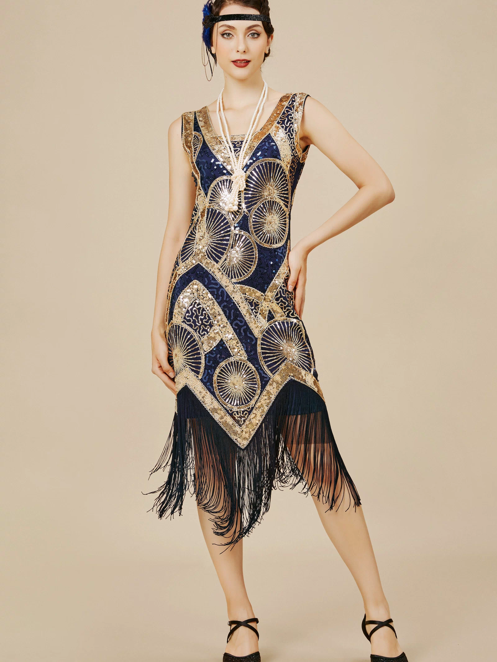 Embroidered Sequin Midi Prom Dress