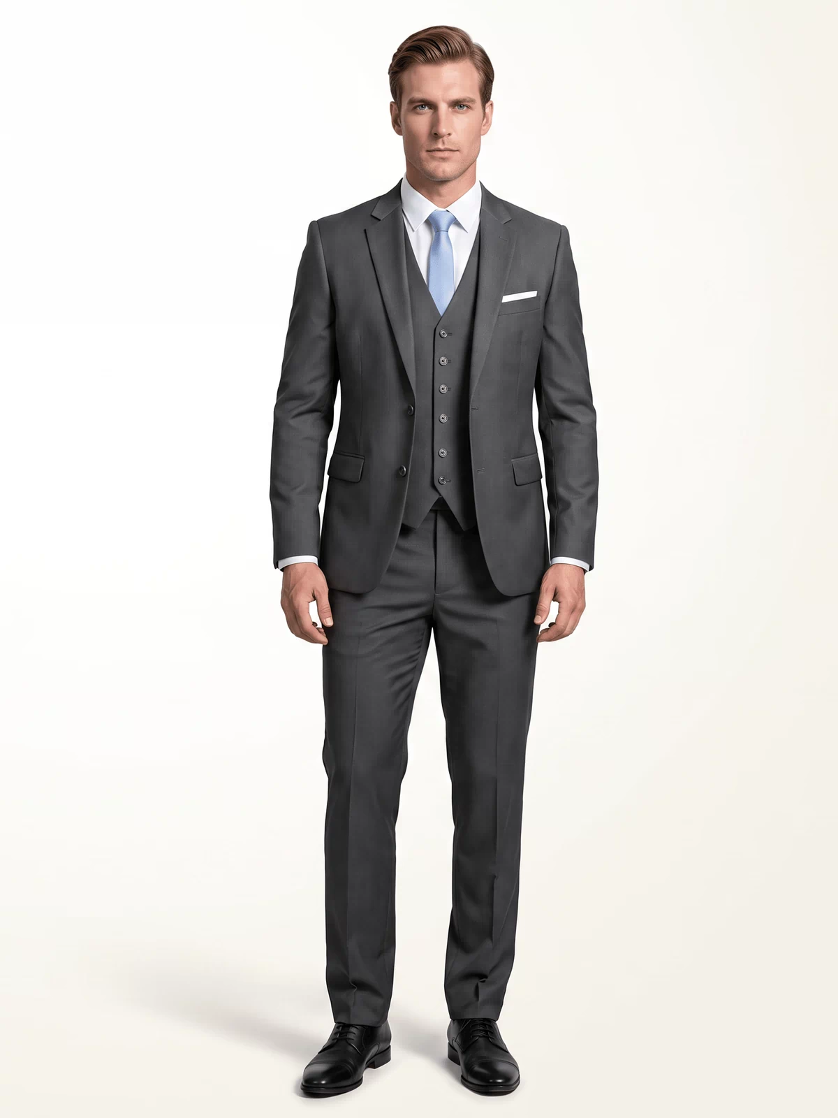 Aesido Men's Suit 3 Piece Business Casual Jacket For Wedding (Blazer+Vest+Pants)