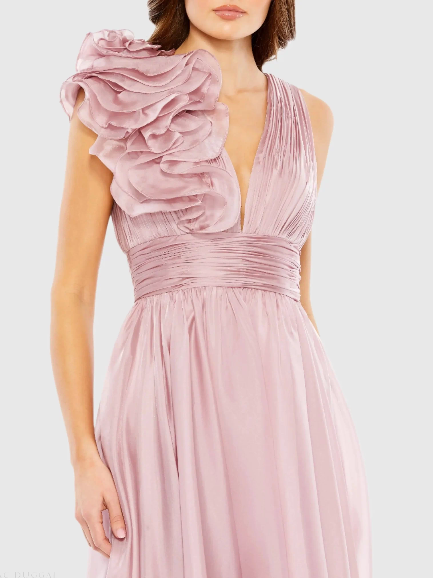 Pink Sleeveless Chiffon A-Line Tea Length Cocktail Dress - Mac Duggal