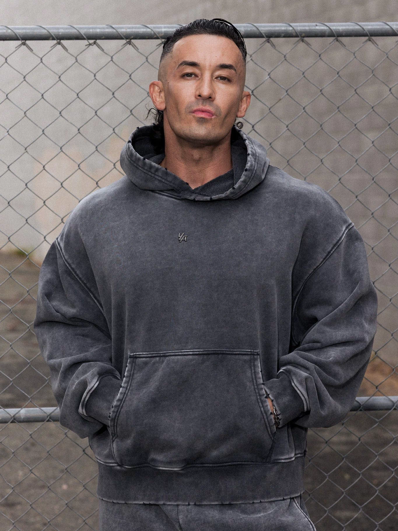5096 - Elevated Essentials - Pullover Hoodies - Heavyweight cotton hoodie with a spacious fit, kangaroo pocket, and adjustable hood. Subtle 'Elevated' branding for a versatile, modern look in Grey Wash.