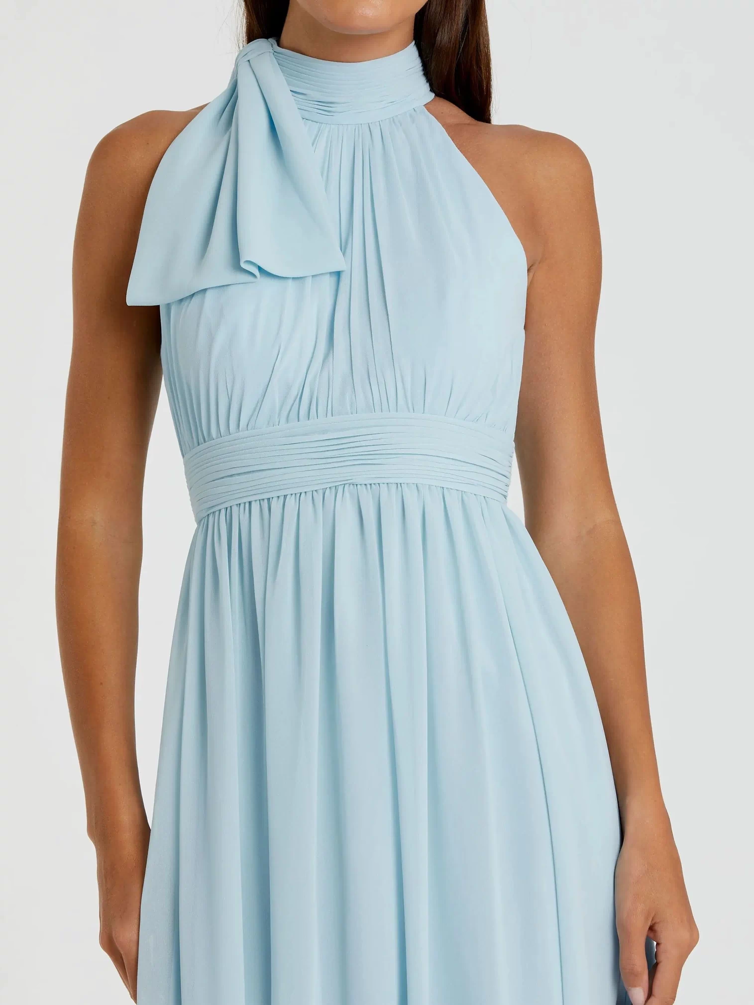 Blue High Neck Chiffon Gown - Mac Duggal