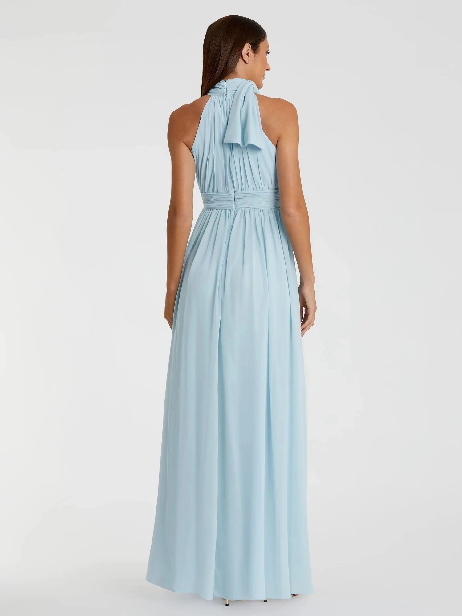 Blue High Neck Chiffon Gown - Mac Duggal