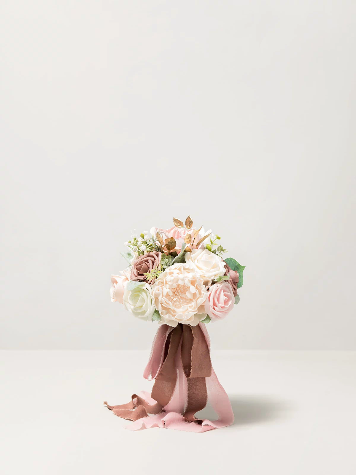 Round Bridesmaid Bouquets in Dusty Rose & Cream