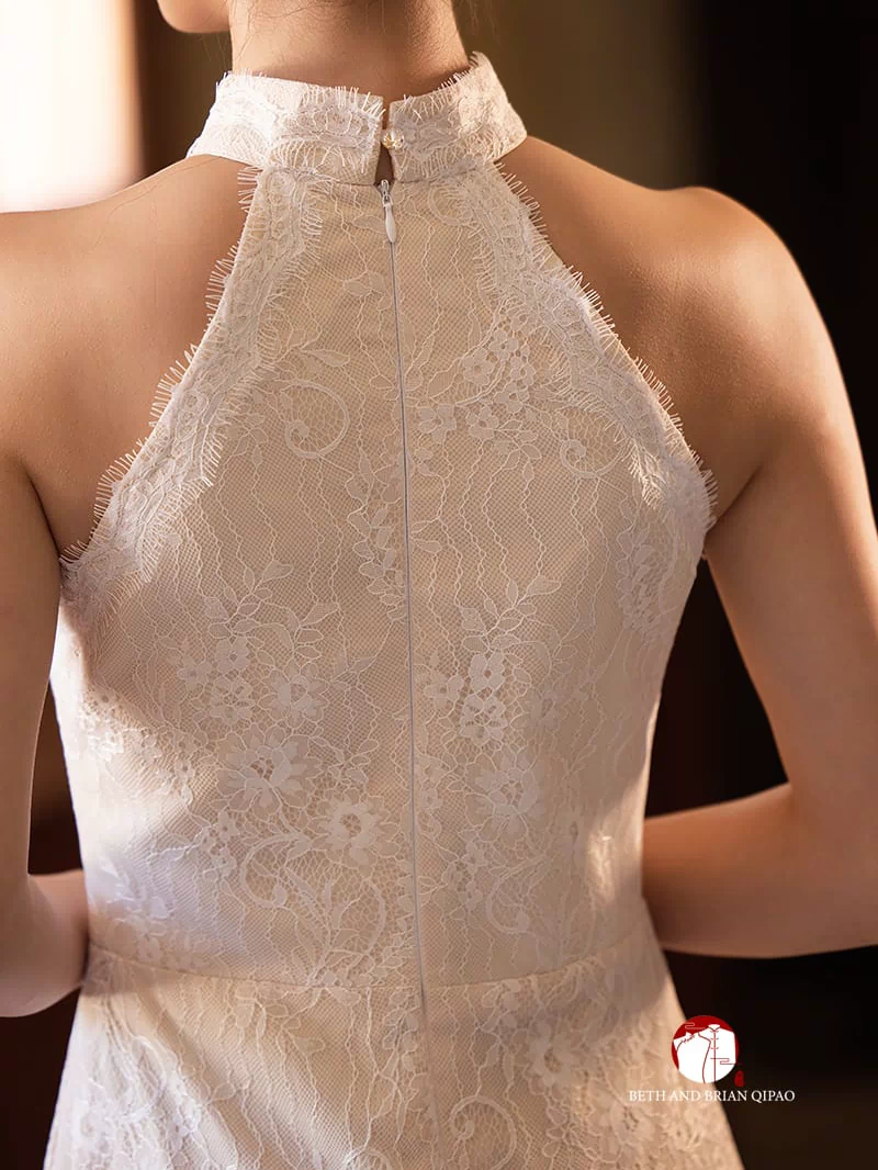 Beth and Brian Qipao-Exclusivedesigner Exclusive Designer Collection | Halter Lace A-line Cheongsam Maxi Gown