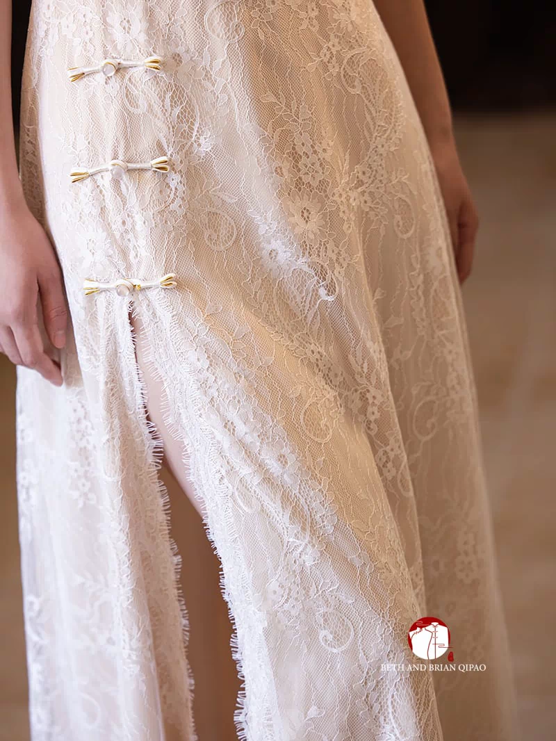 Beth and Brian Qipao-Exclusivedesigner Exclusive Designer Collection | Halter Lace A-line Cheongsam Maxi Gown