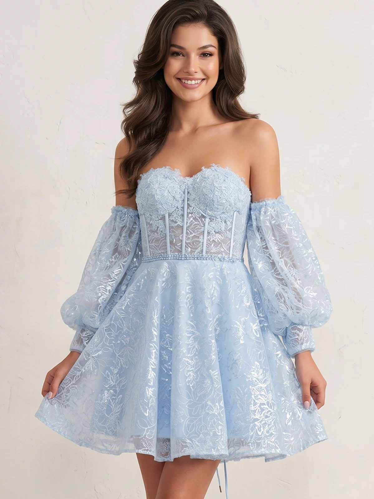 Sky Blue A-Line Sweetheart Homecoming Dress - KISSPROM
