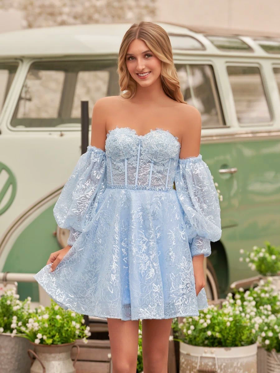 Sky Blue A-Line Sweetheart Homecoming Dress - KISSPROM