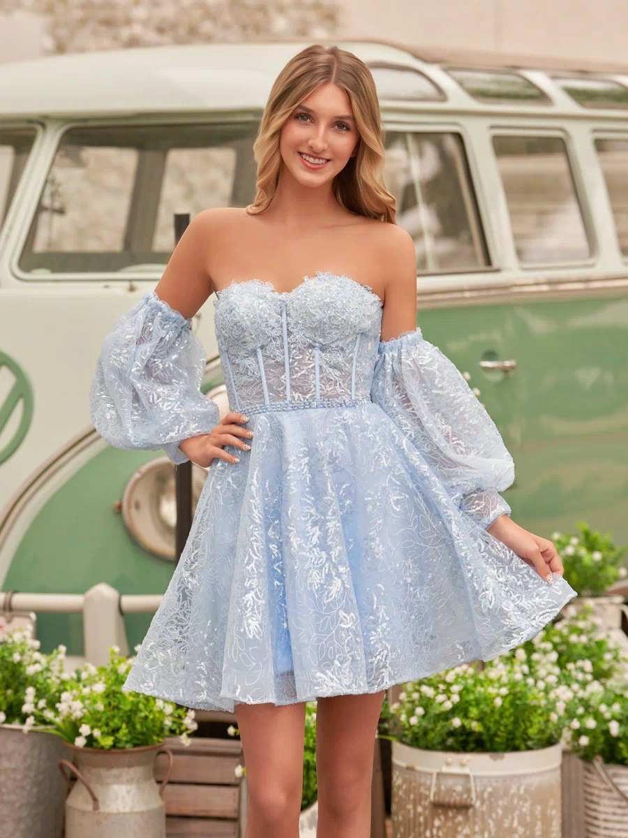Sky Blue A-Line Sweetheart Homecoming Dress - KISSPROM