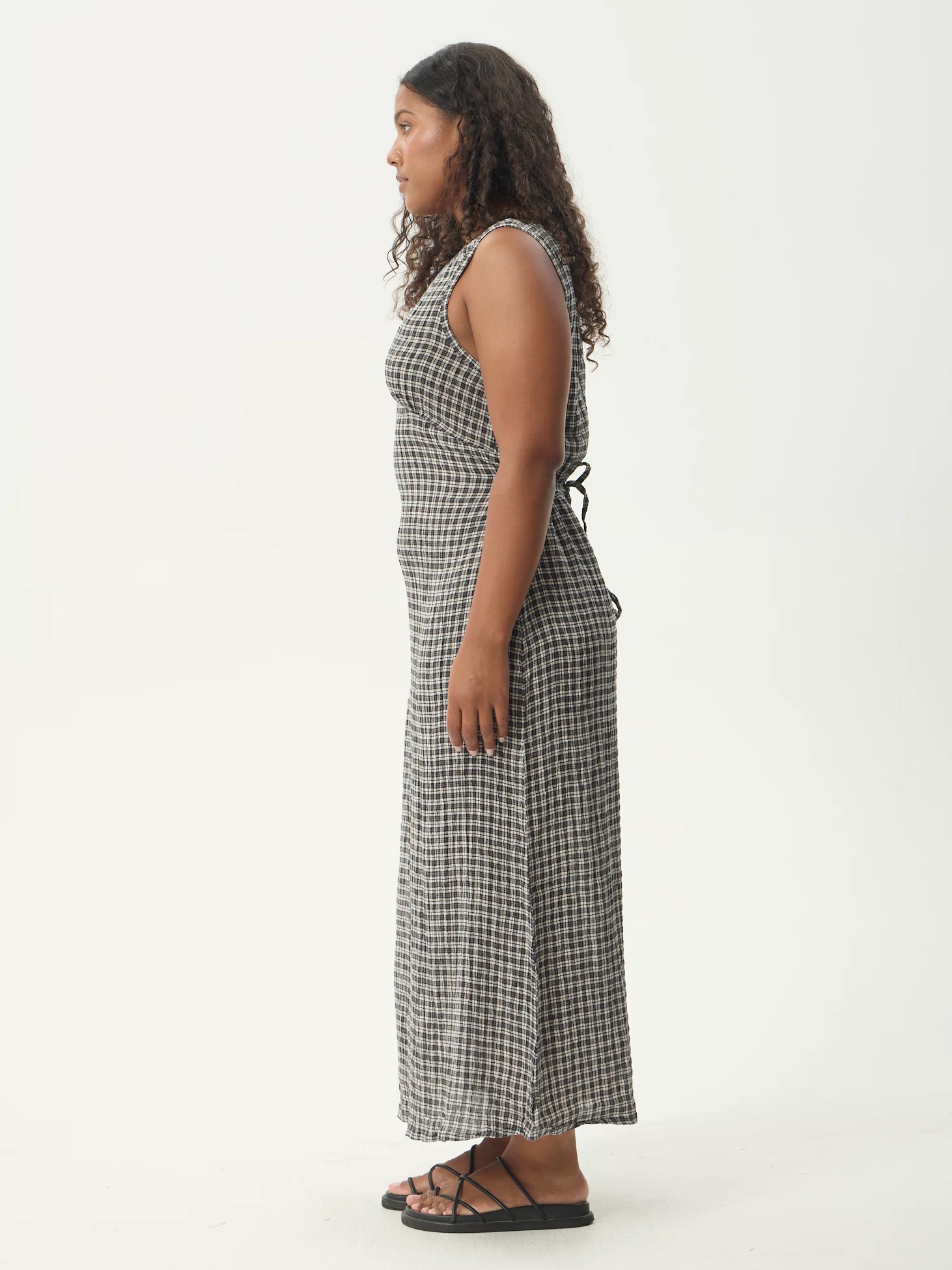 AFENDS Womens Tully - Seersucker Maxi Dress - Asta Steel Check
