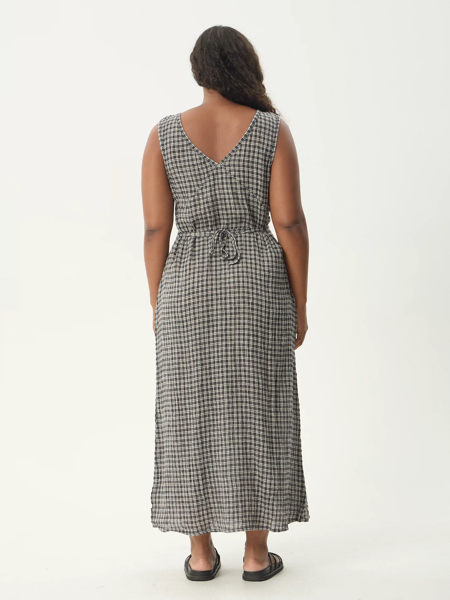 AFENDS Womens Tully - Seersucker Maxi Dress - Asta Steel Check
