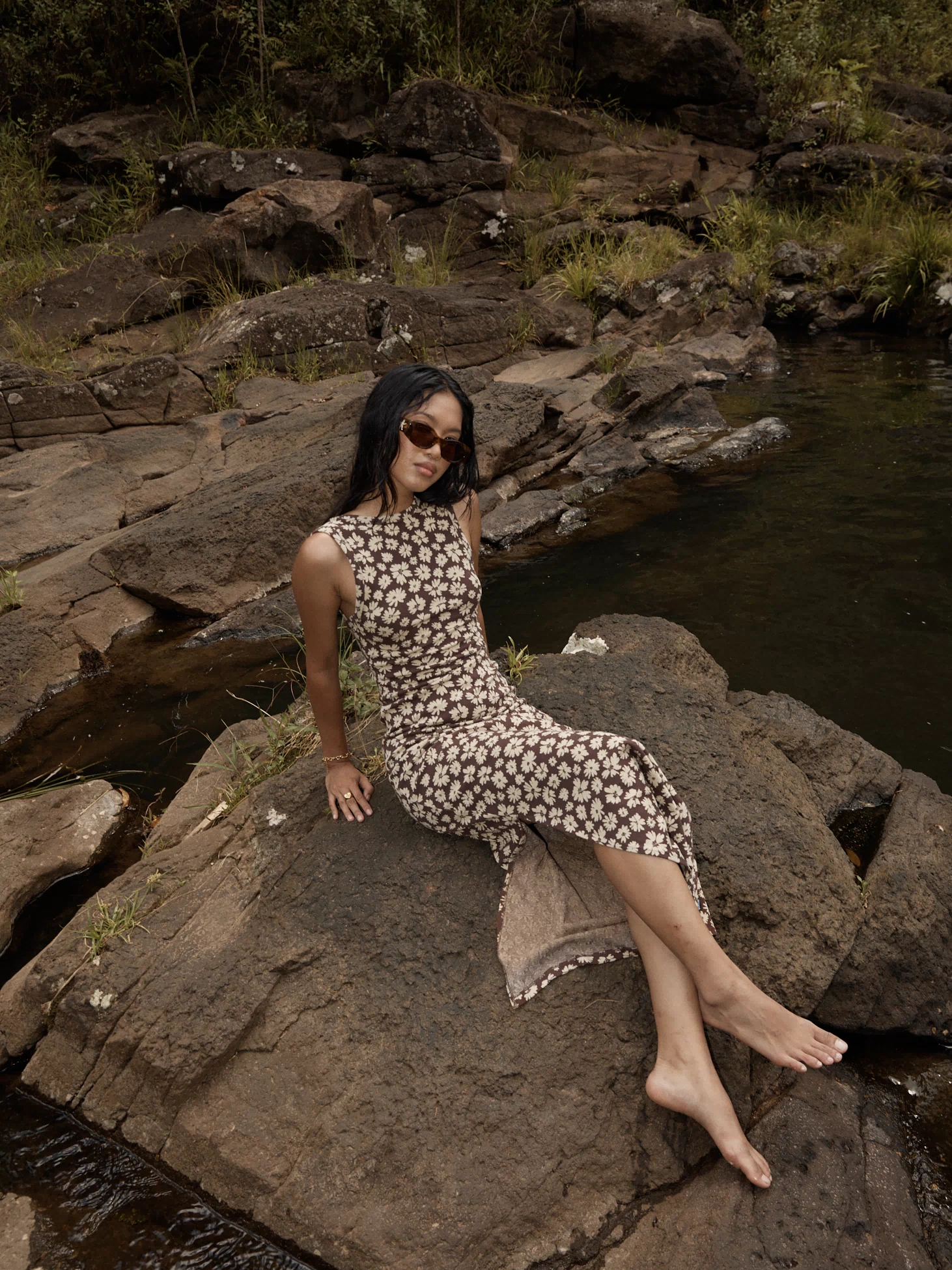 AFENDS Womens Astoria - Maxi Dress - Coffee