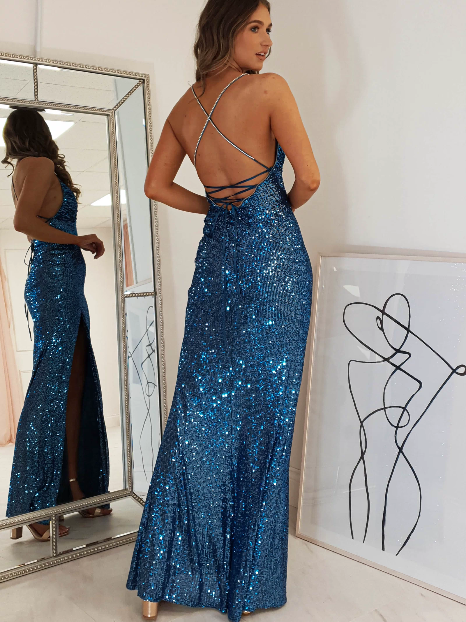 Alamour Sequin Luxe Gown | Lapis Blue-Oh Hello Clothing