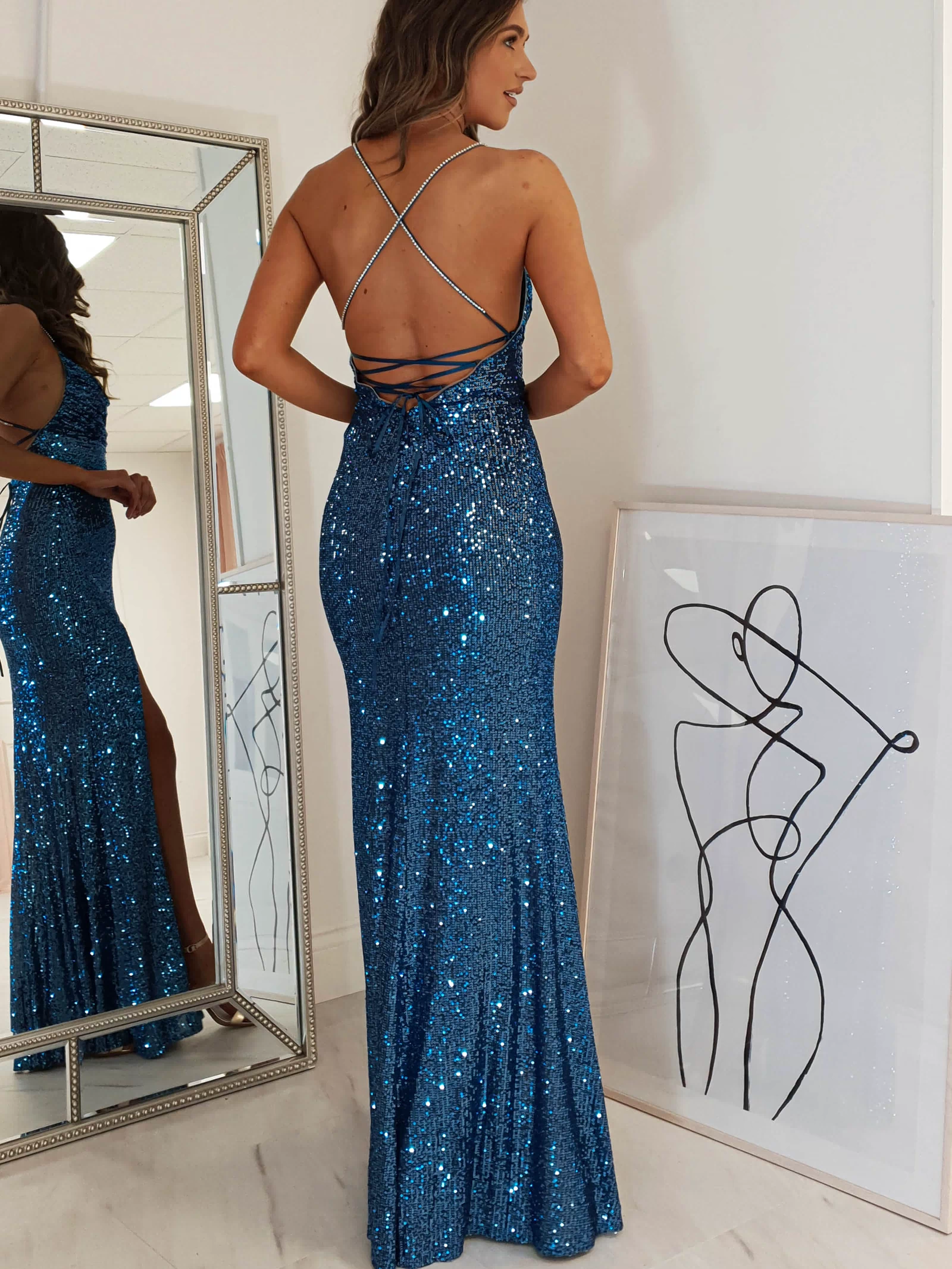 Alamour Sequin Luxe Gown | Lapis Blue-Oh Hello Clothing
