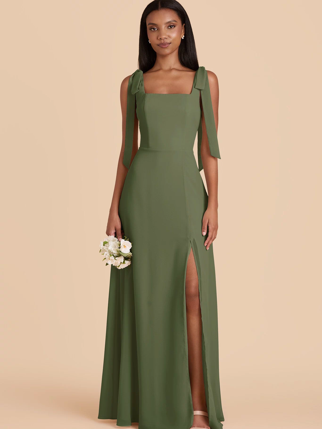 Alex Chiffon Dress - Olive