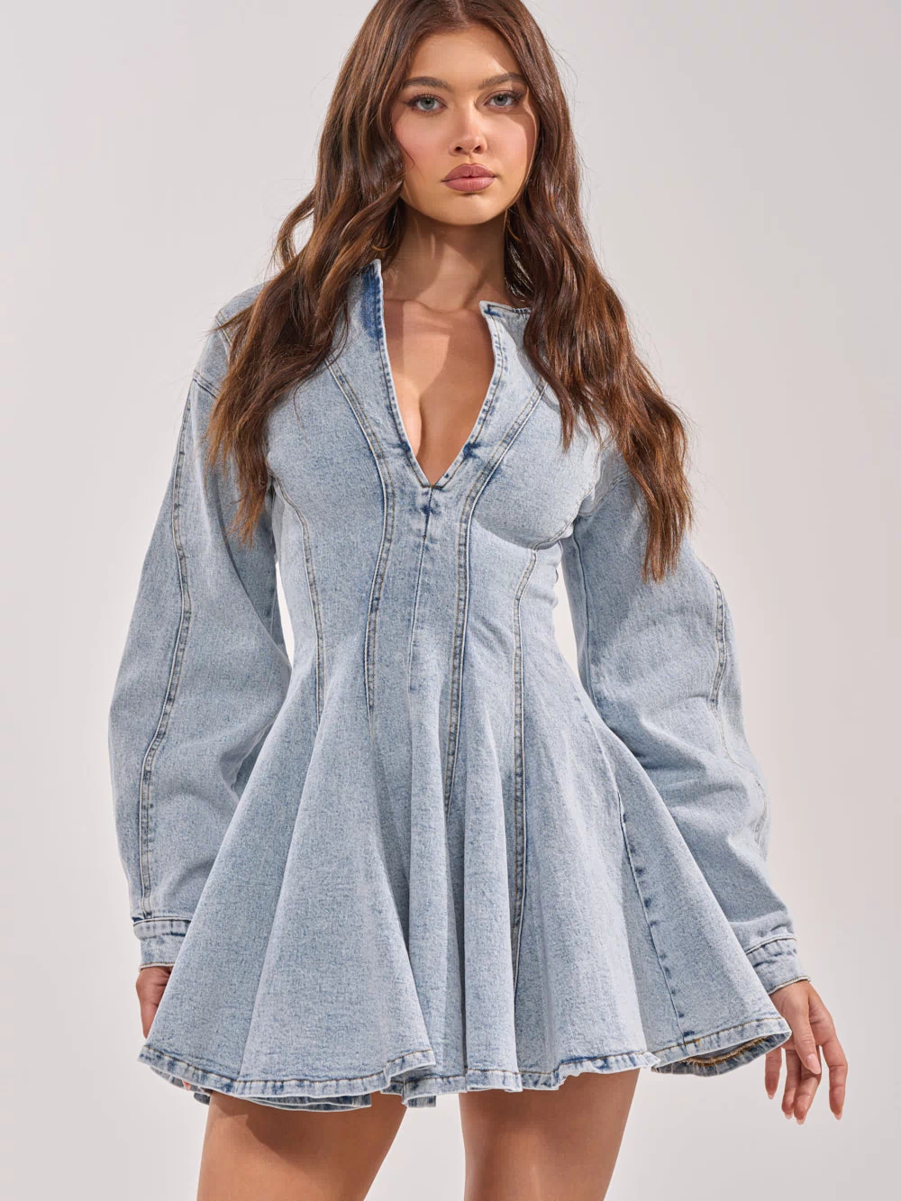 ALL ABOUT MY BUSINESS DENIM MINI DRESS