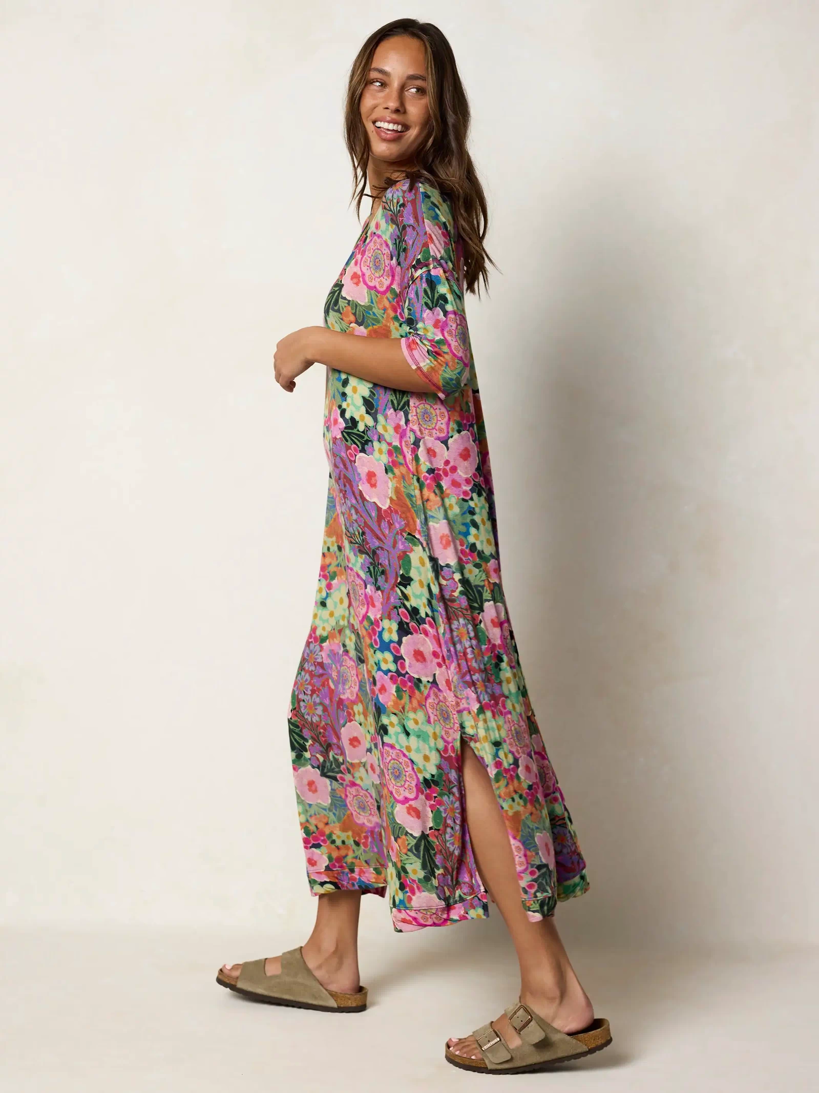 All Day "ButterSoft" Dress - Pink Painted Garden-view 6
