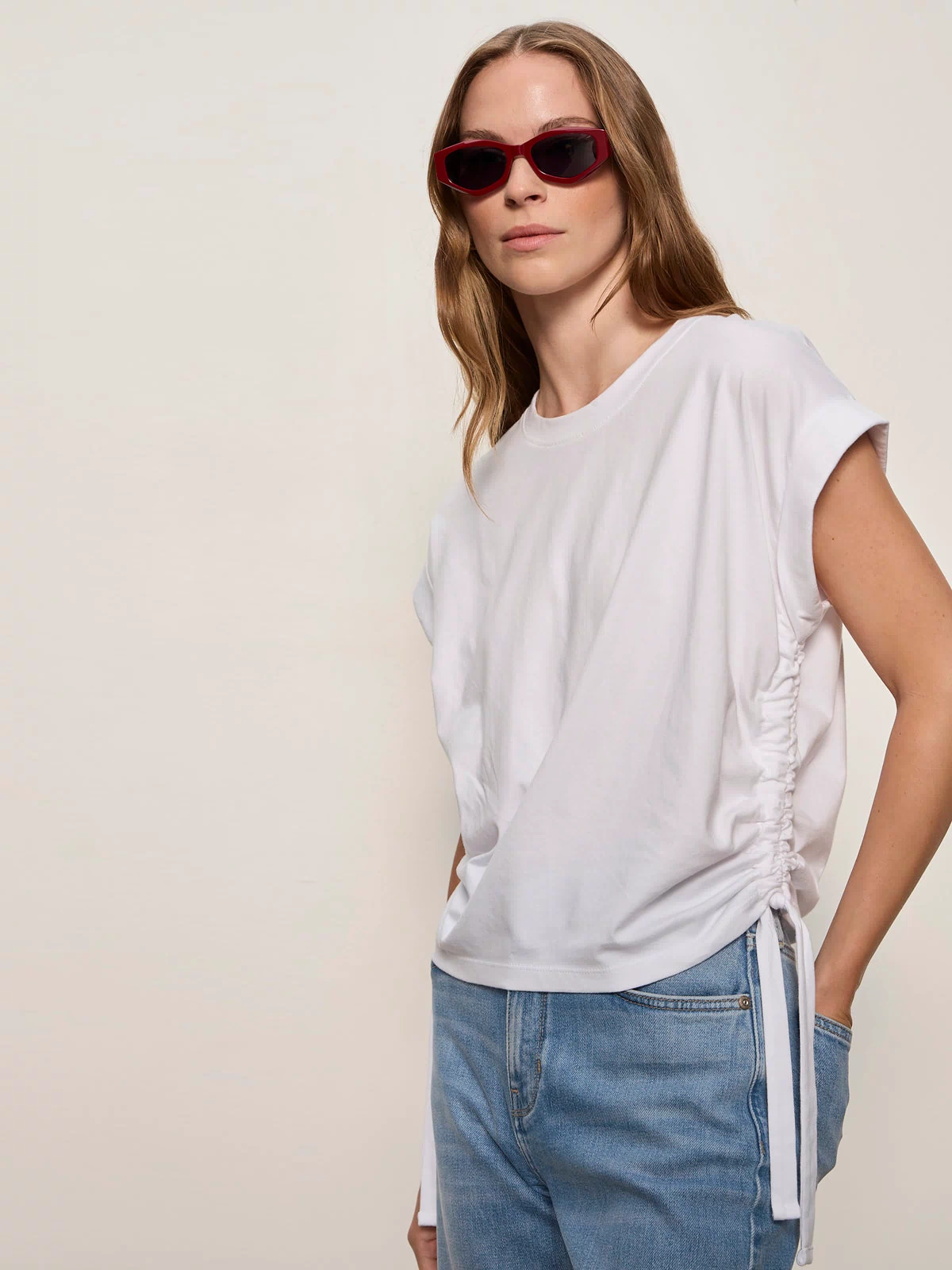All Day Ruched Tee White