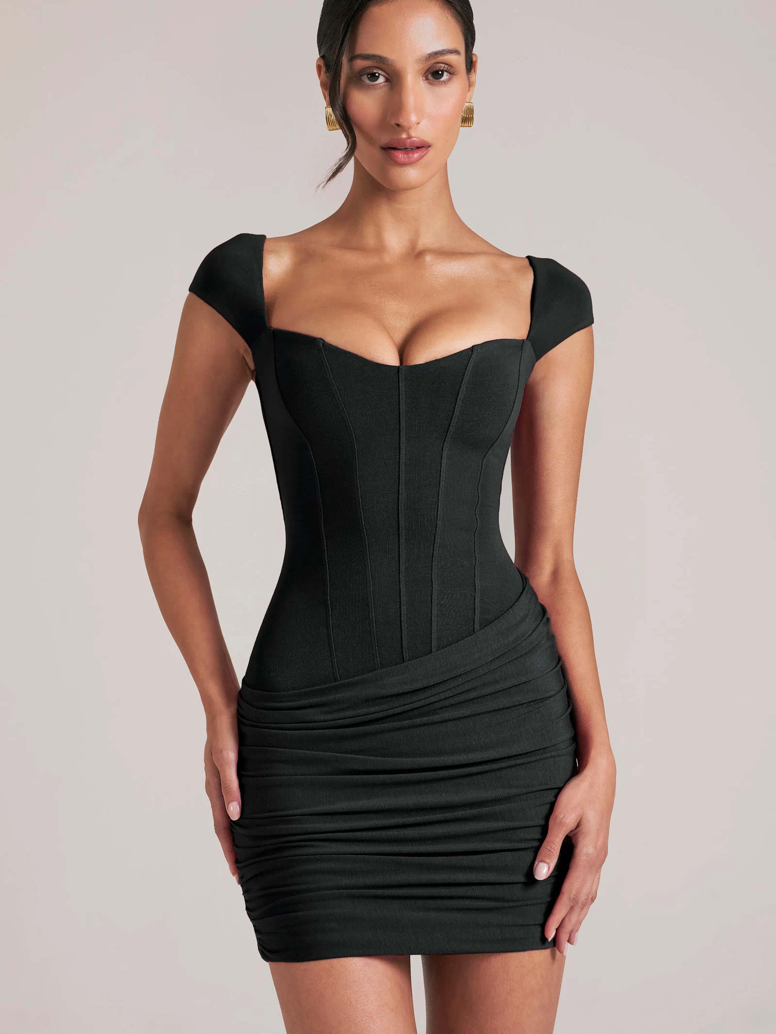 Sweetheart Neckline Mini Dress in Black