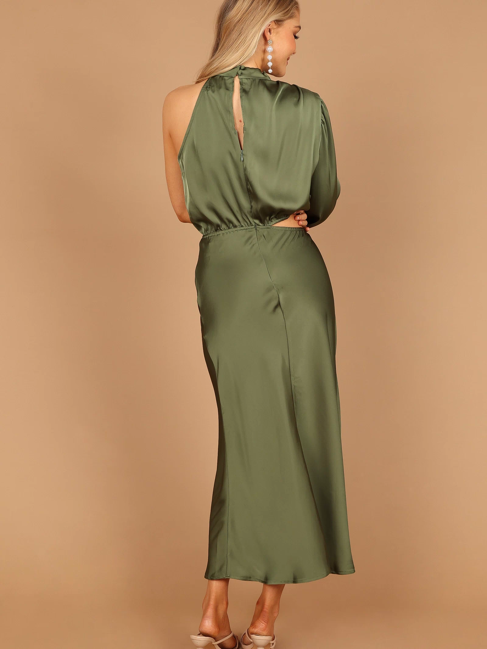 Petal and Pup USA DRESSES Amelie One Shoulder Maxi Dress - Olive