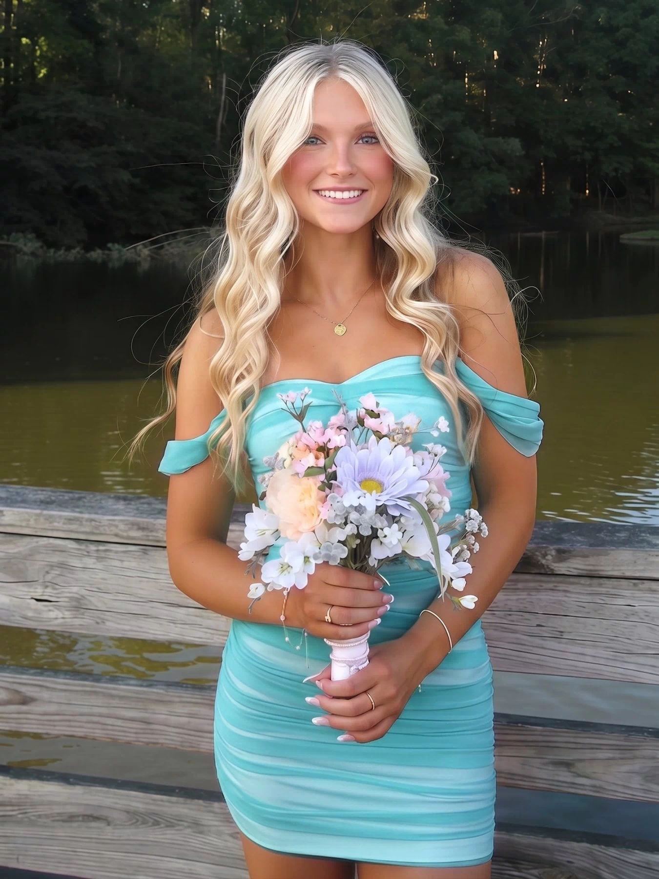 Aqua Pink Off The Shoulder Tulle Short Homecoming Dresses | KISSPROM
