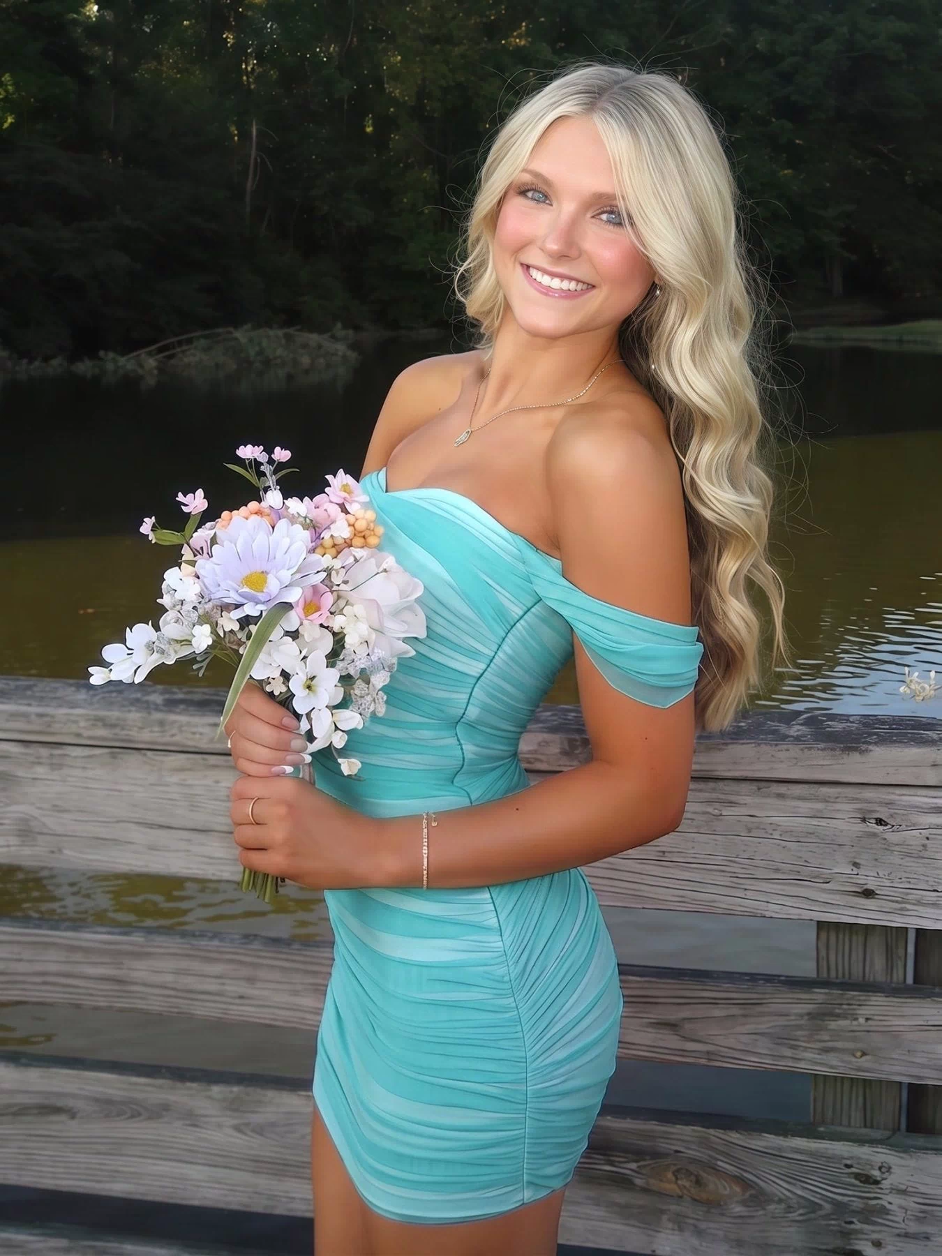 Aqua Pink Off The Shoulder Tulle Short Homecoming Dresses (2) | KISSPROM