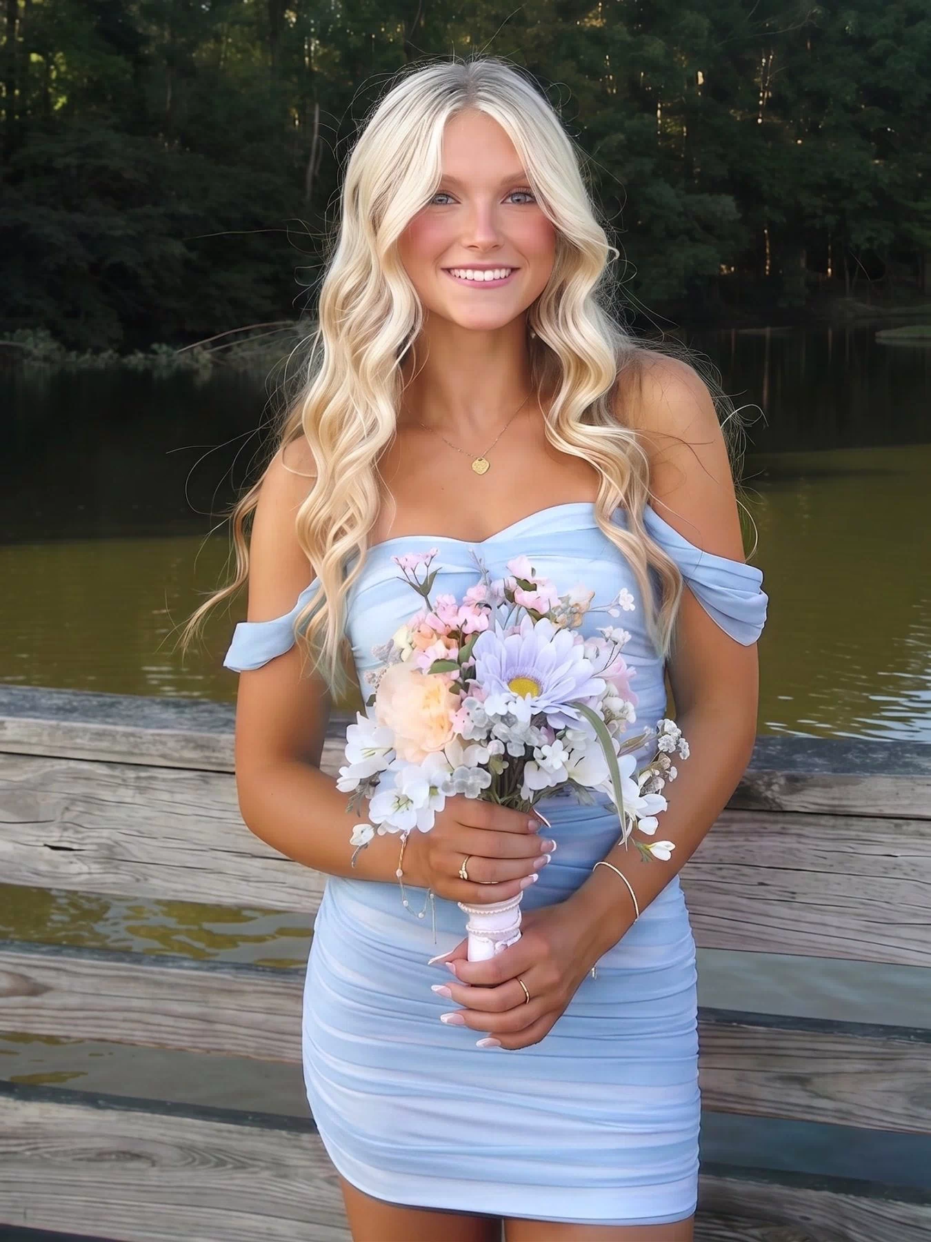 Sky Blue Pink Off The Shoulder Tulle Short Homecoming Dresses | KISSPROM
