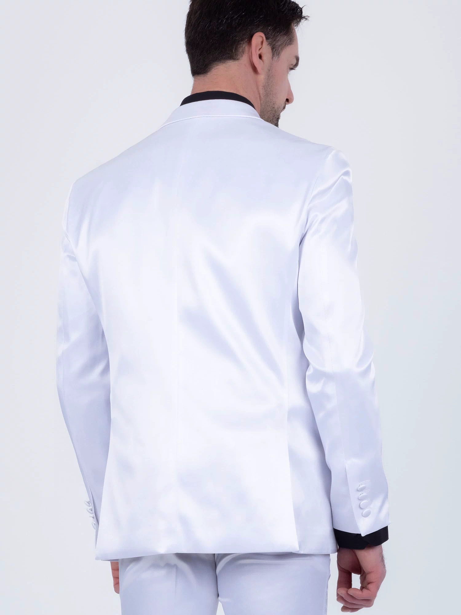 Barabas Men's Solid Color Satin Metallic Peak Lapel Blazer 6BL1010 #Color_Bright White