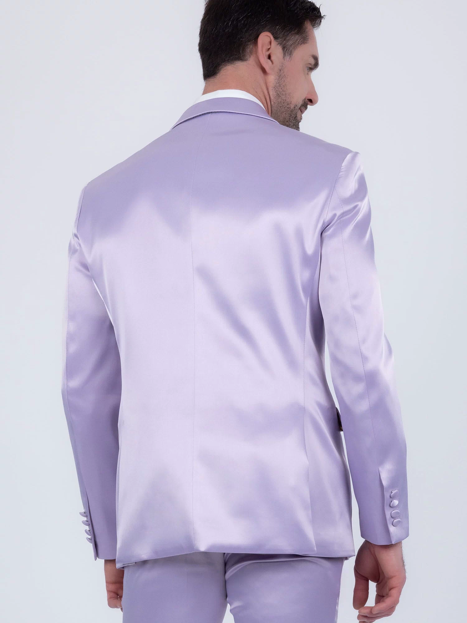 Barabas Men's Solid Color Satin Metallic Peak Lapel Blazer 6BL1010 #Color_Baby Lavender