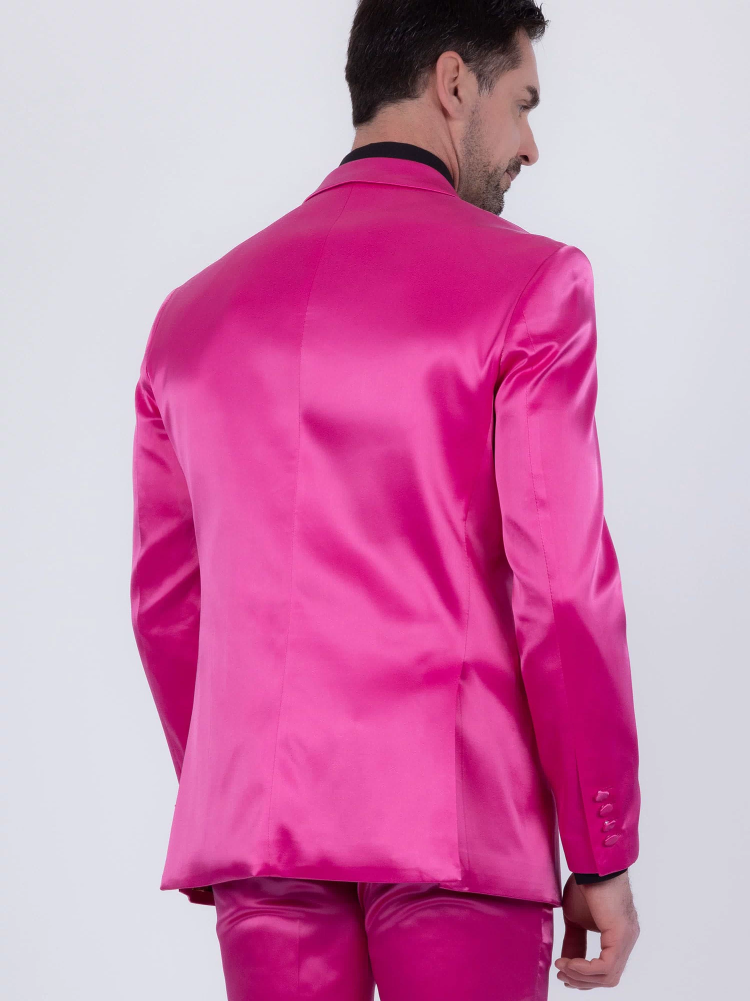 Barabas Men's Solid Color Satin Metallic Peak Lapel Blazer 6BL1010 #Color_Fuchsia
