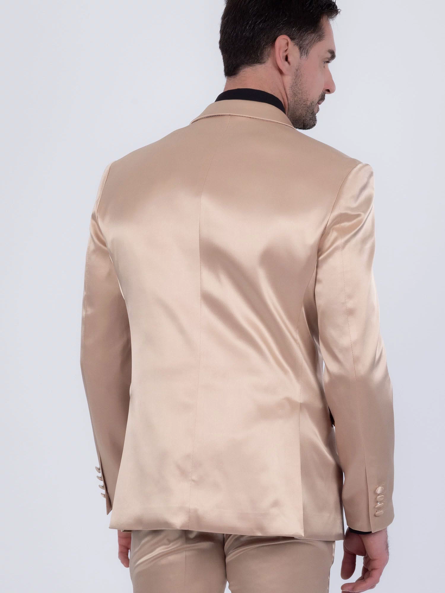 Barabas Men's Solid Color Satin Metallic Peak Lapel Blazer 6BL1010 #Color_Glamour Gold