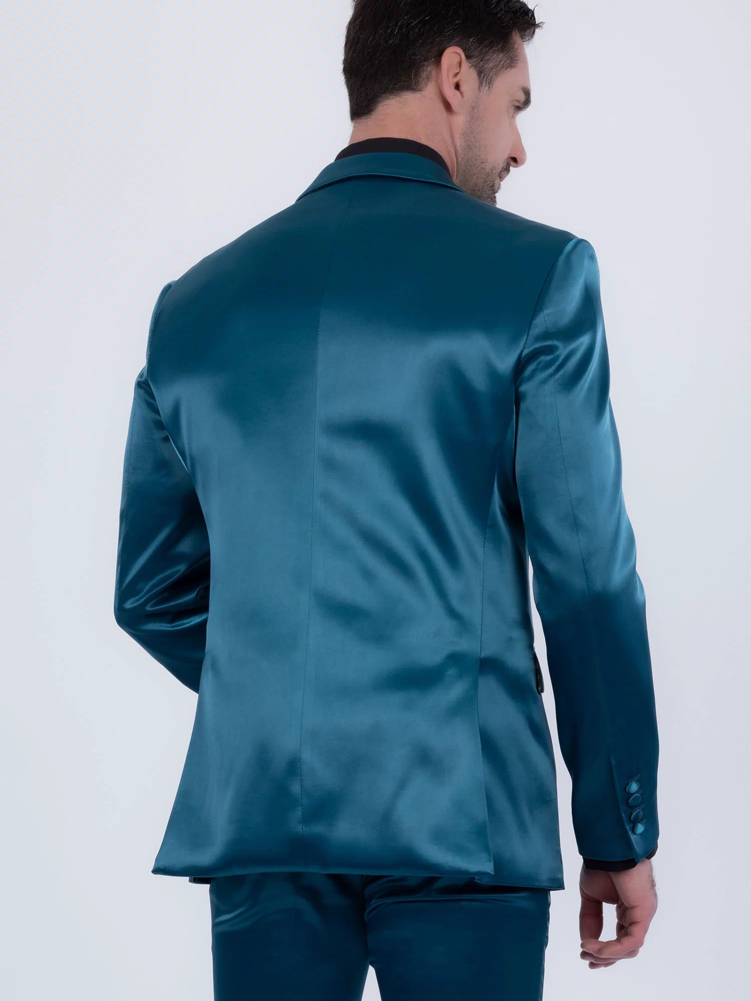 Barabas Men's Solid Color Satin Metallic Peak Lapel Blazer 6BL1010 #Color_Hunter Green