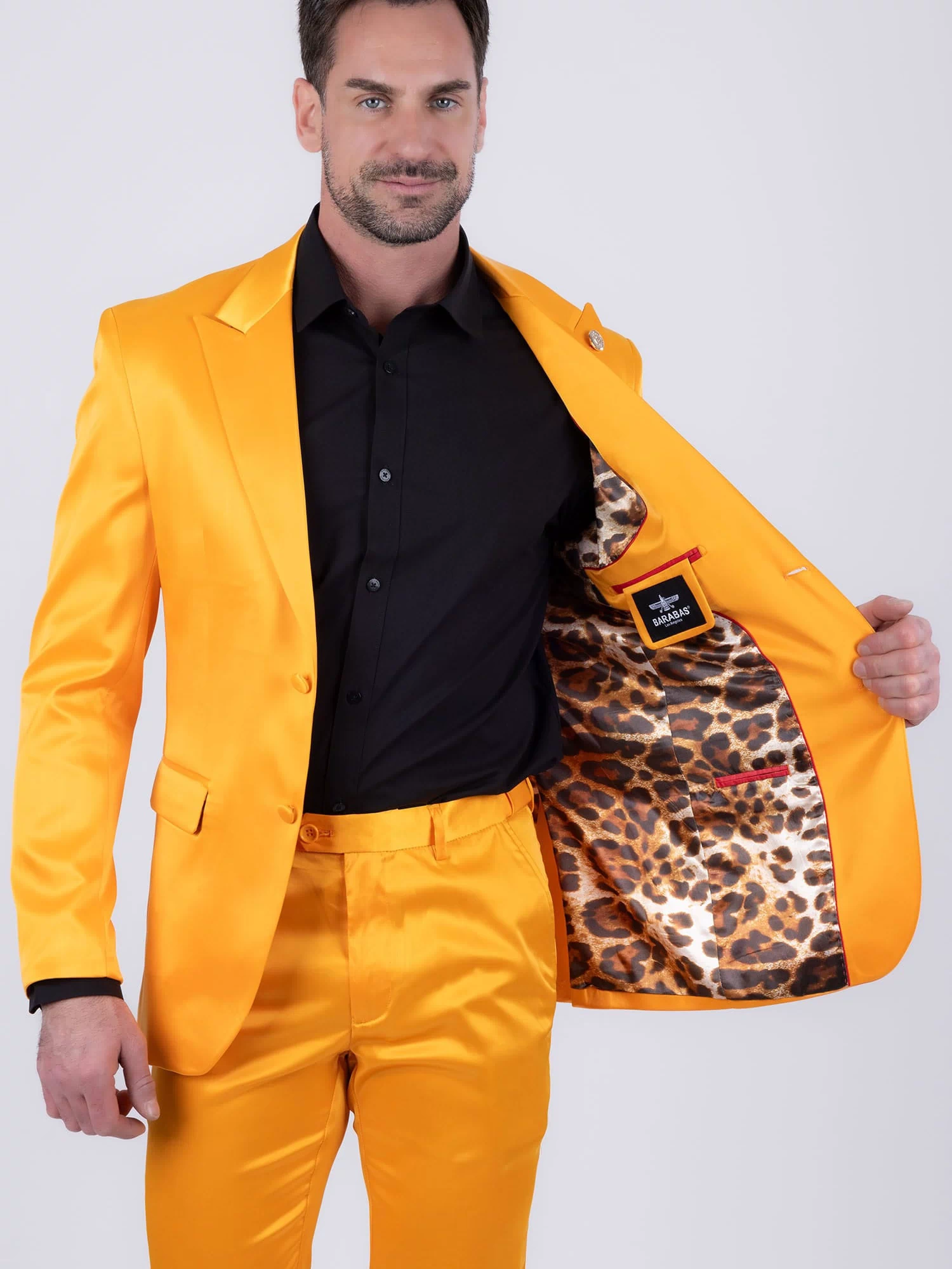 Barabas Men's Solid Color Satin Metallic Peak Lapel Blazer 6BL1010 #Color_Iceland Poppy