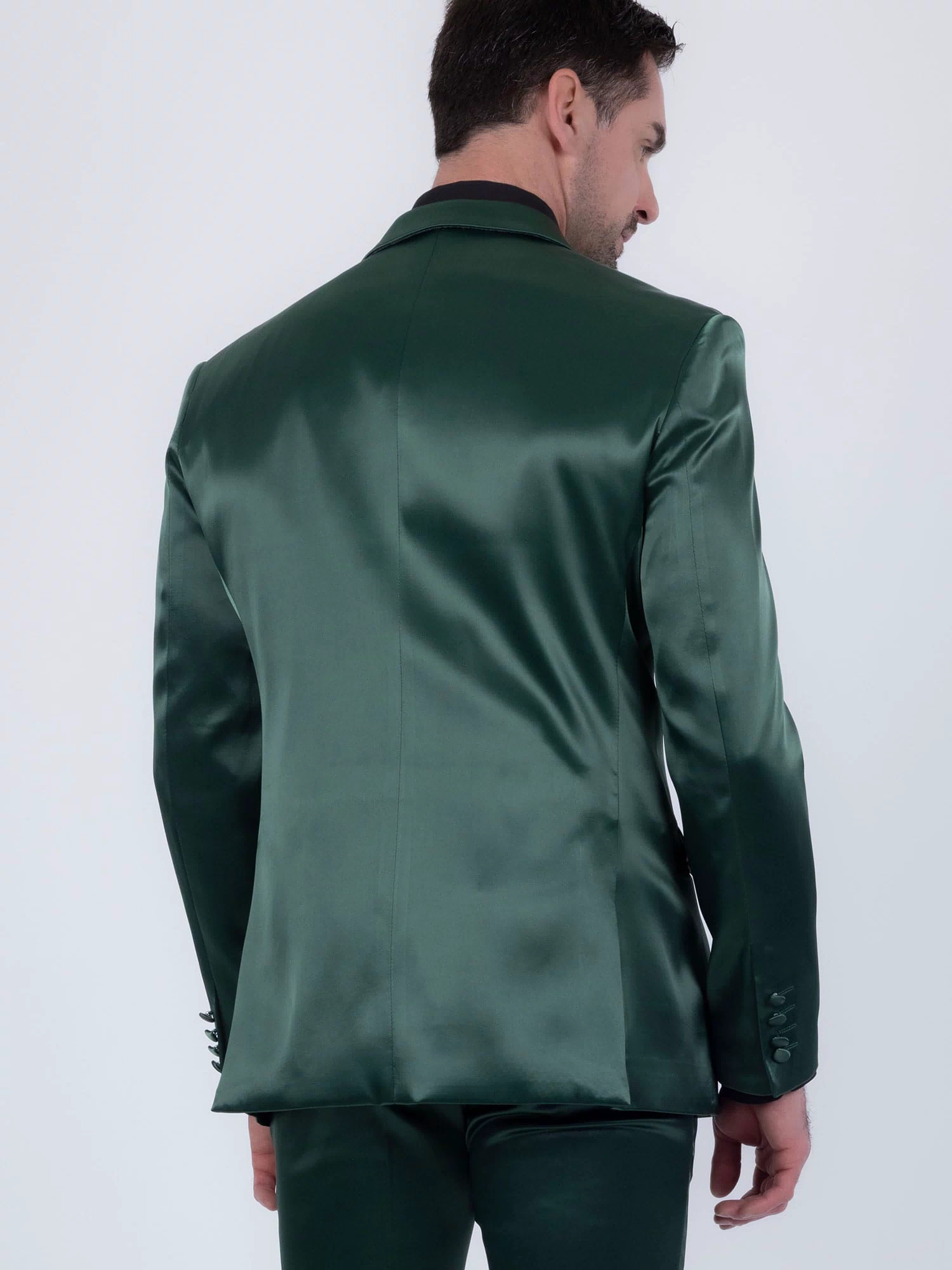 Barabas Men's Solid Color Satin Metallic Peak Lapel Blazer 6BL1010 #Color_Olive