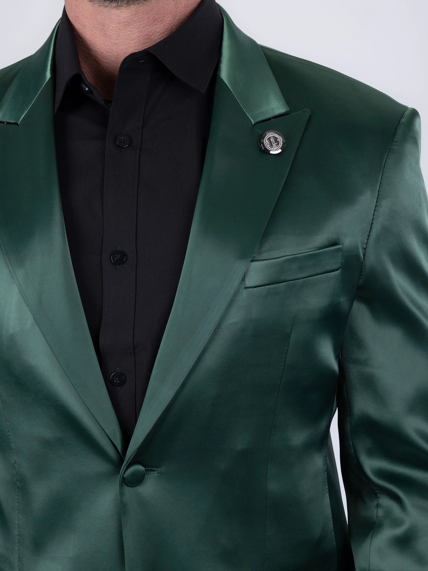 Barabas Men's Solid Color Satin Metallic Peak Lapel Blazer 6BL1010 #Color_Olive