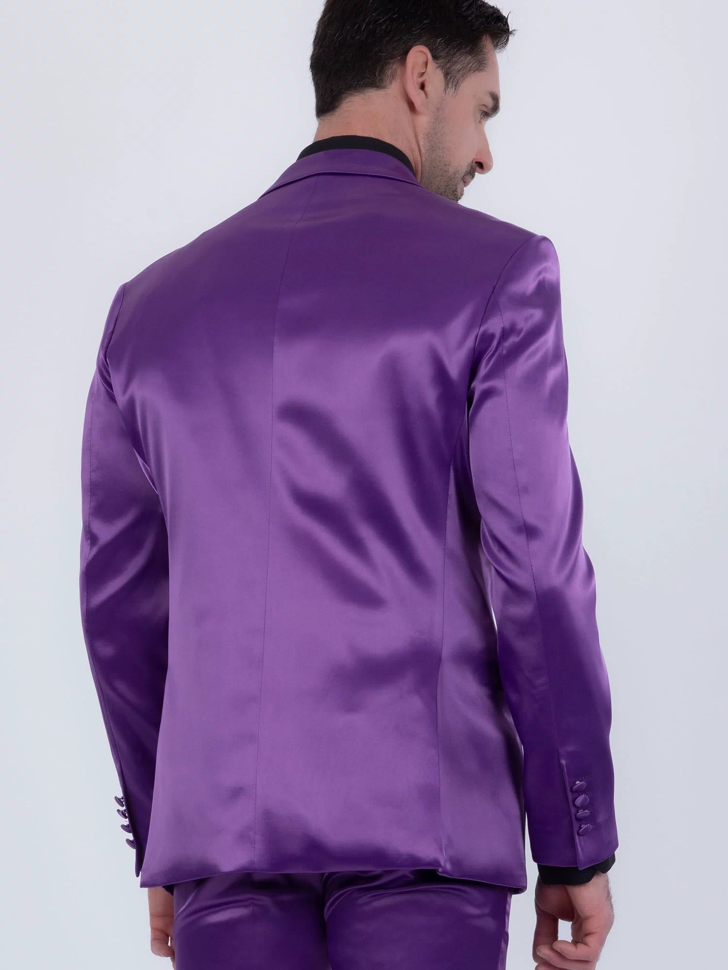 Barabas Men's Solid Color Satin Metallic Peak Lapel Blazer 6BL1010 #Color_Purple