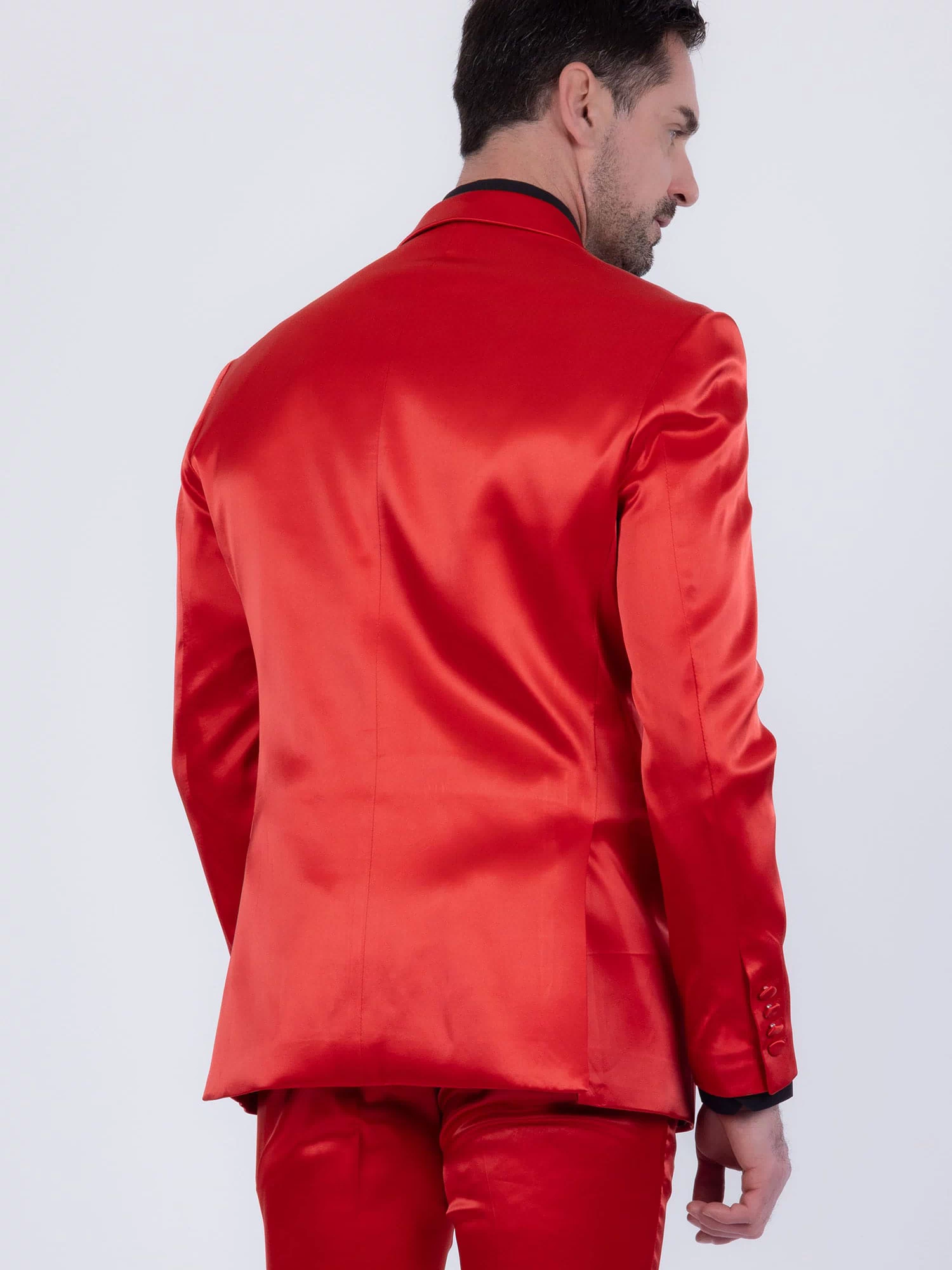 Barabas Men's Solid Color Satin Metallic Peak Lapel Blazer 6BL1010 #Color_Poppy Red