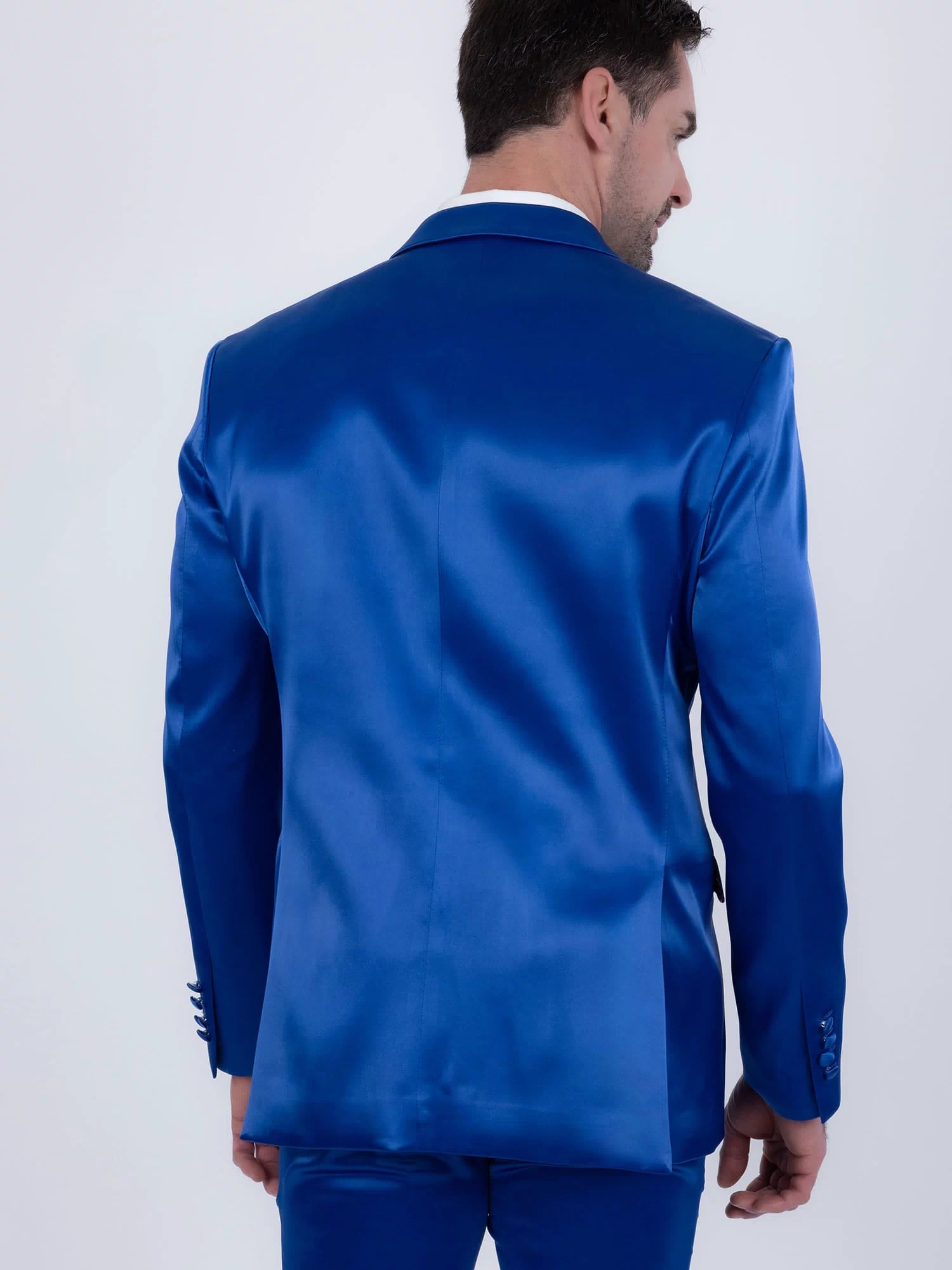 Barabas Men's Solid Color Satin Metallic Peak Lapel Blazer 6BL1010 #Color_Sapphire