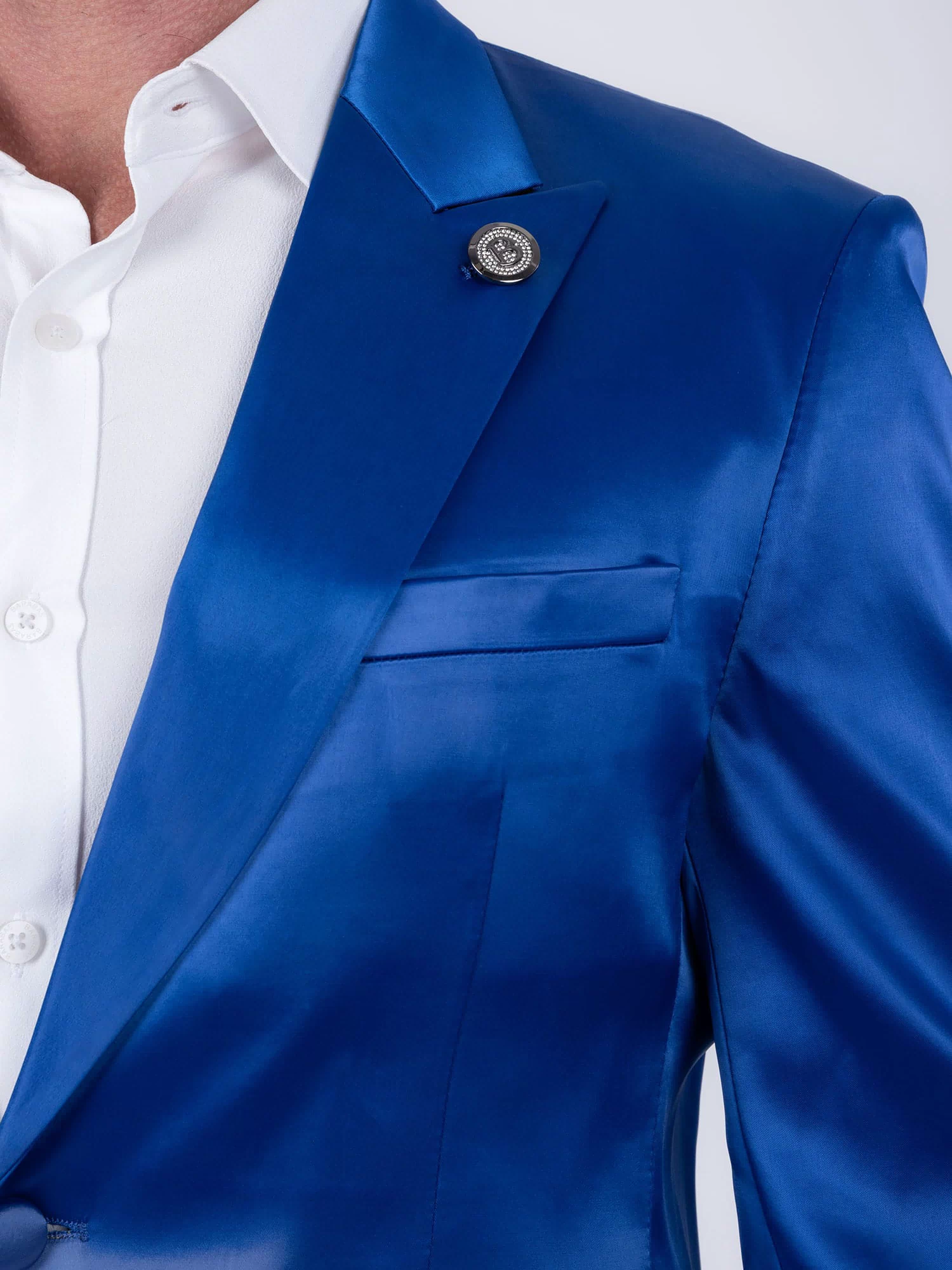 Barabas Men's Solid Color Satin Metallic Peak Lapel Blazer 6BL1010 #Color_Sapphire