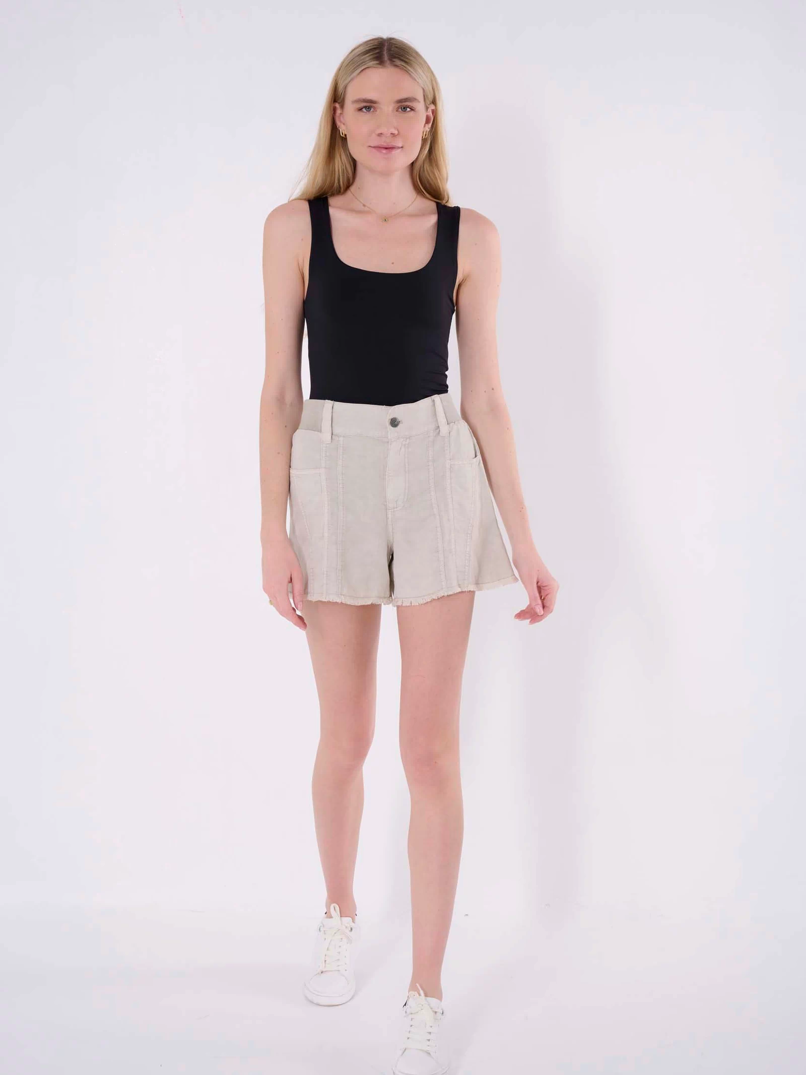 flared linen shorts women 