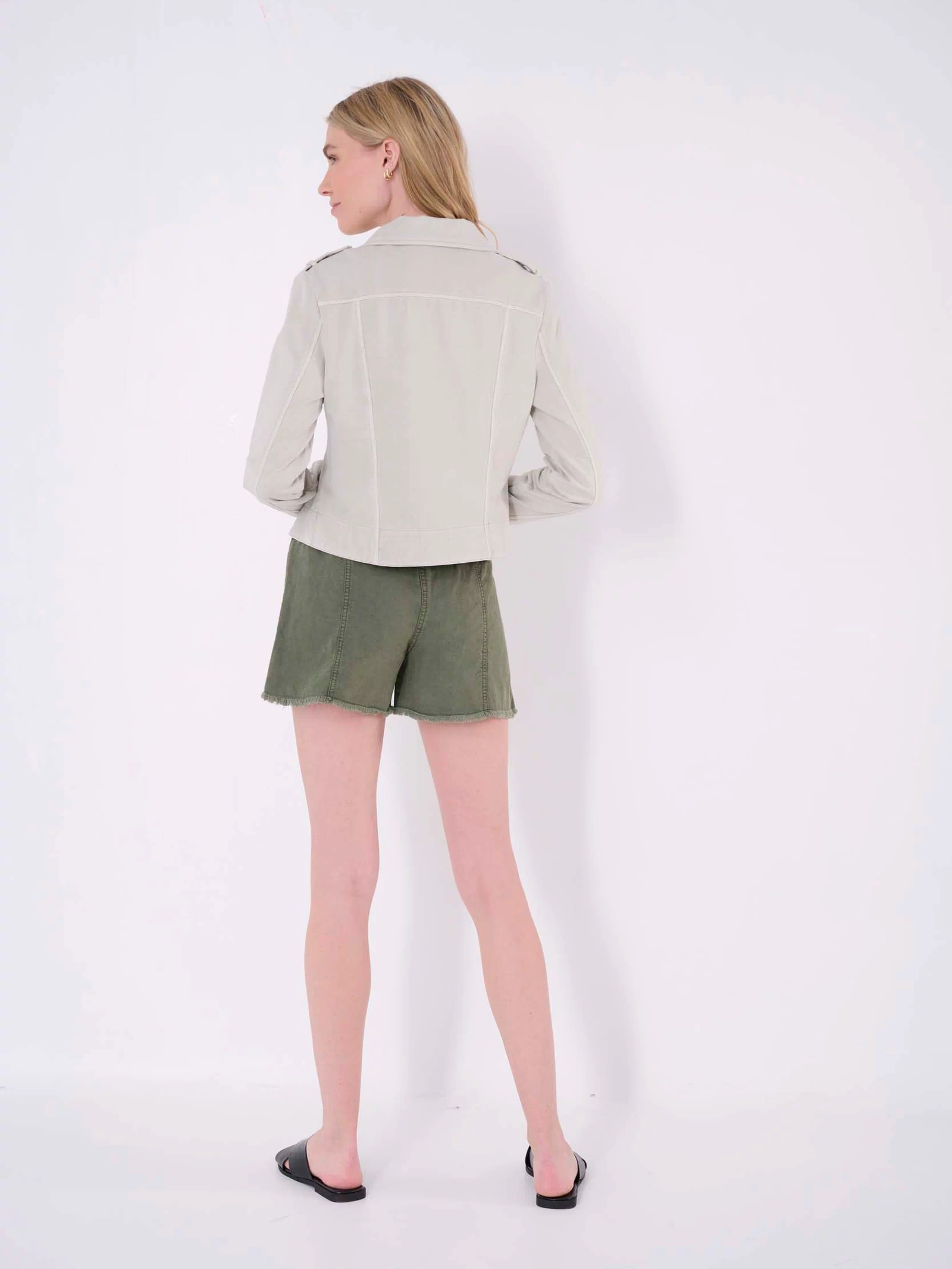 flared linen shorts women 