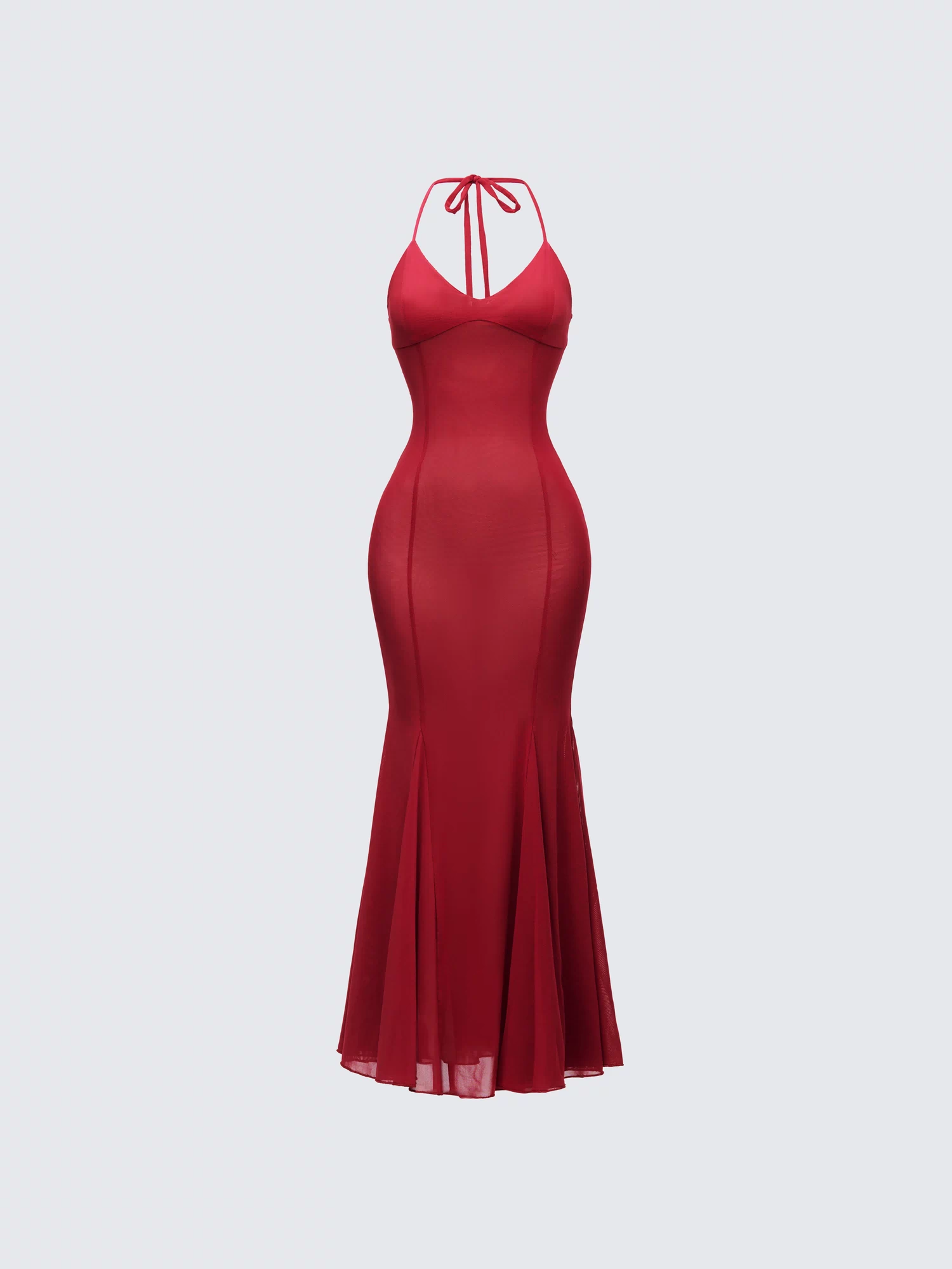 Ash Red Sheer Mesh Maxi Dress