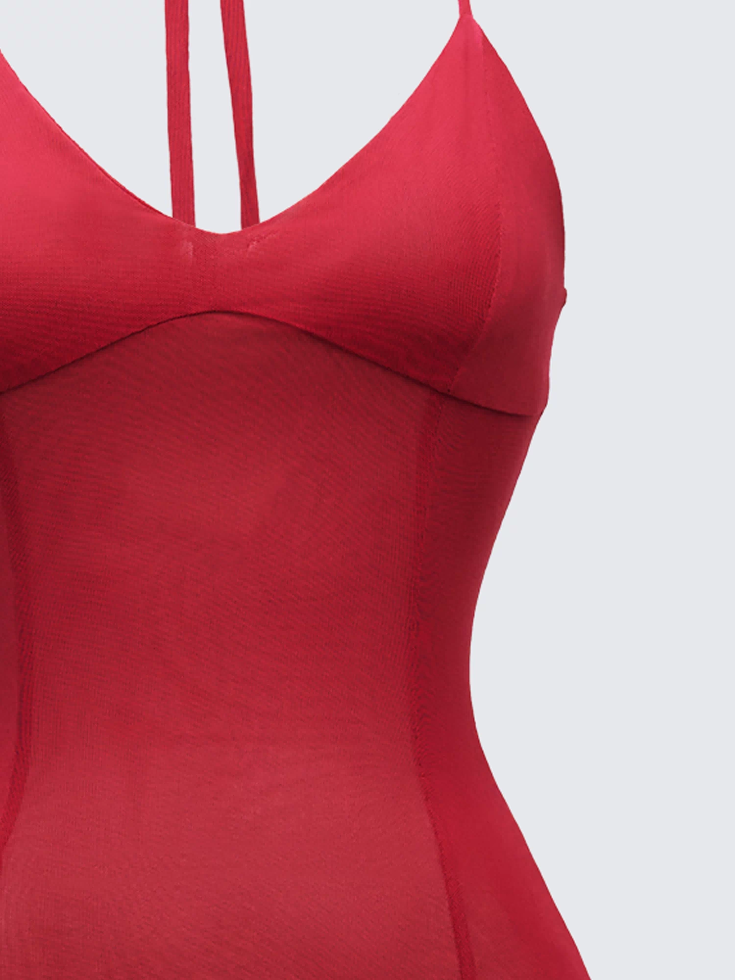 Women's red maxi dress alternate angle – FINESSE