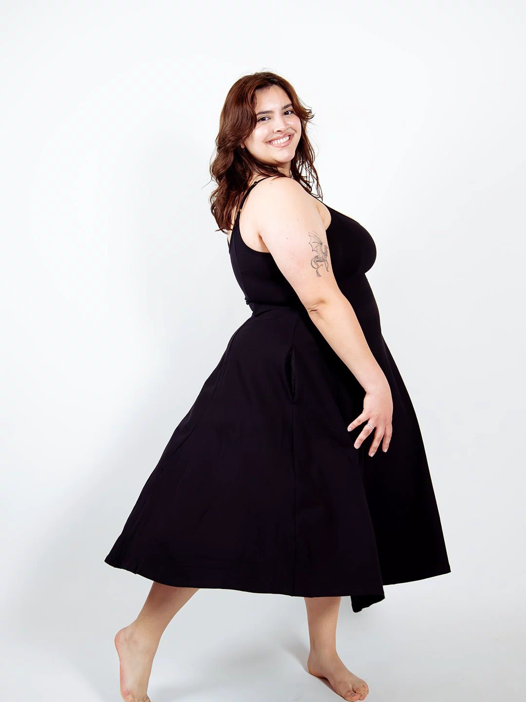 Asri Dress Midi Petite in Black - Manners London