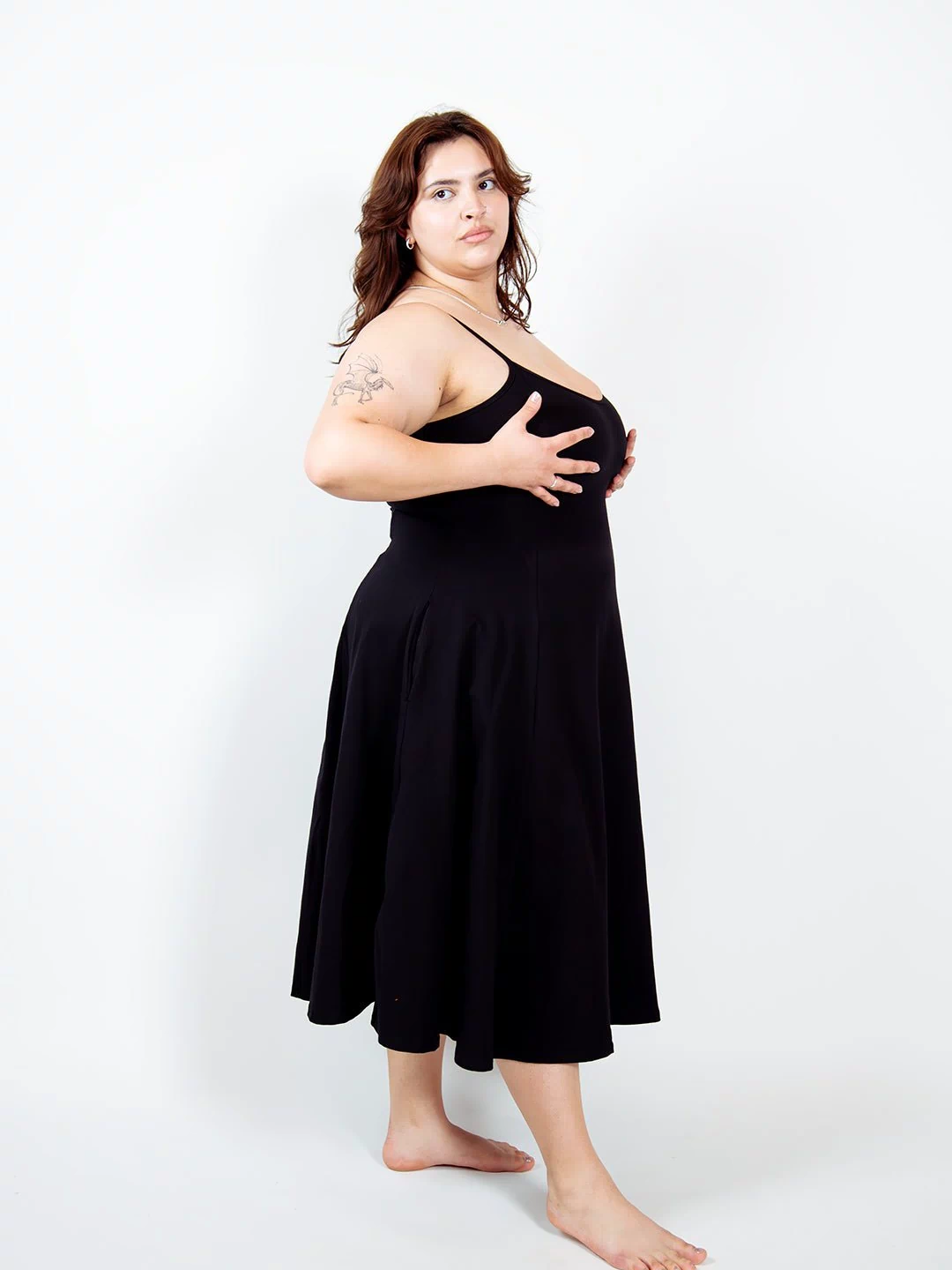 Asri Dress Midi Petite in Black - Manners London