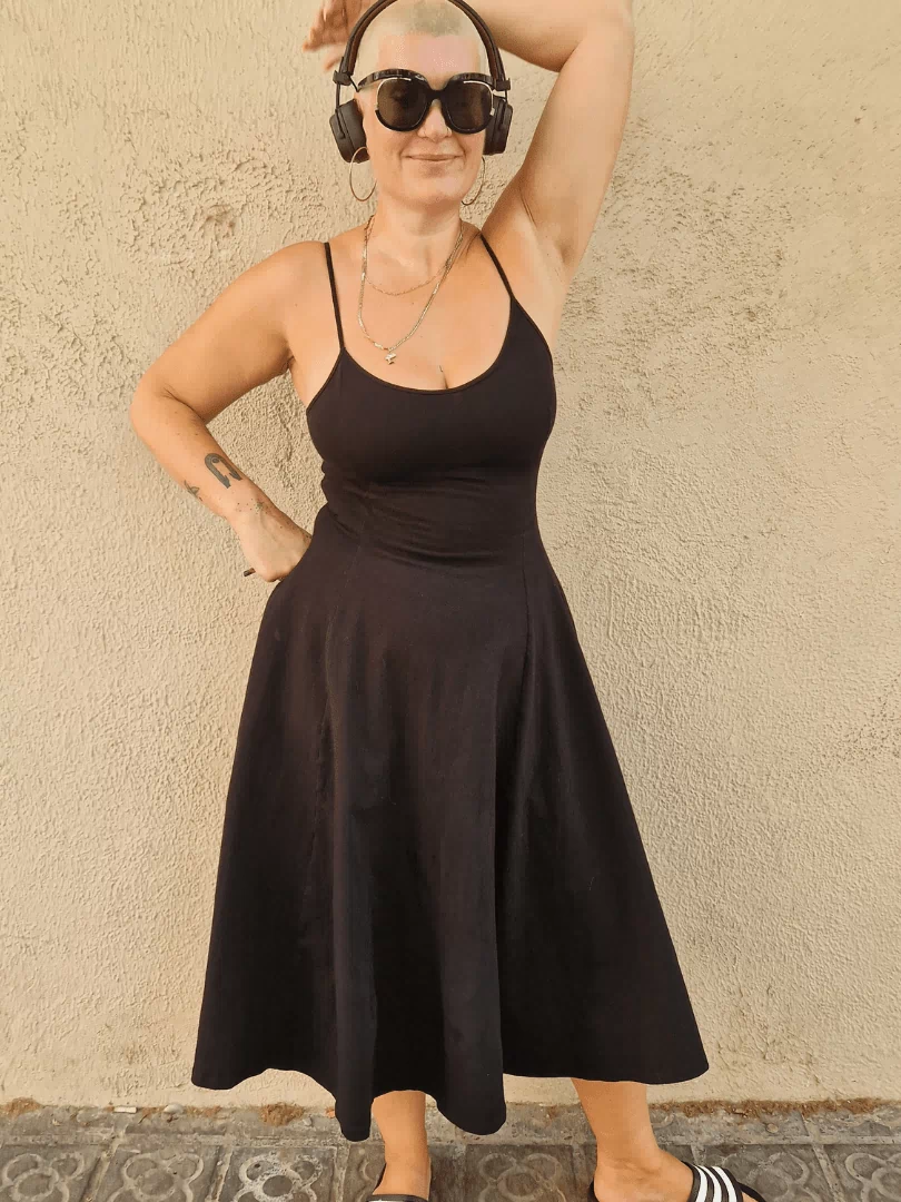 Asri Dress Midi Petite in Black - Manners London