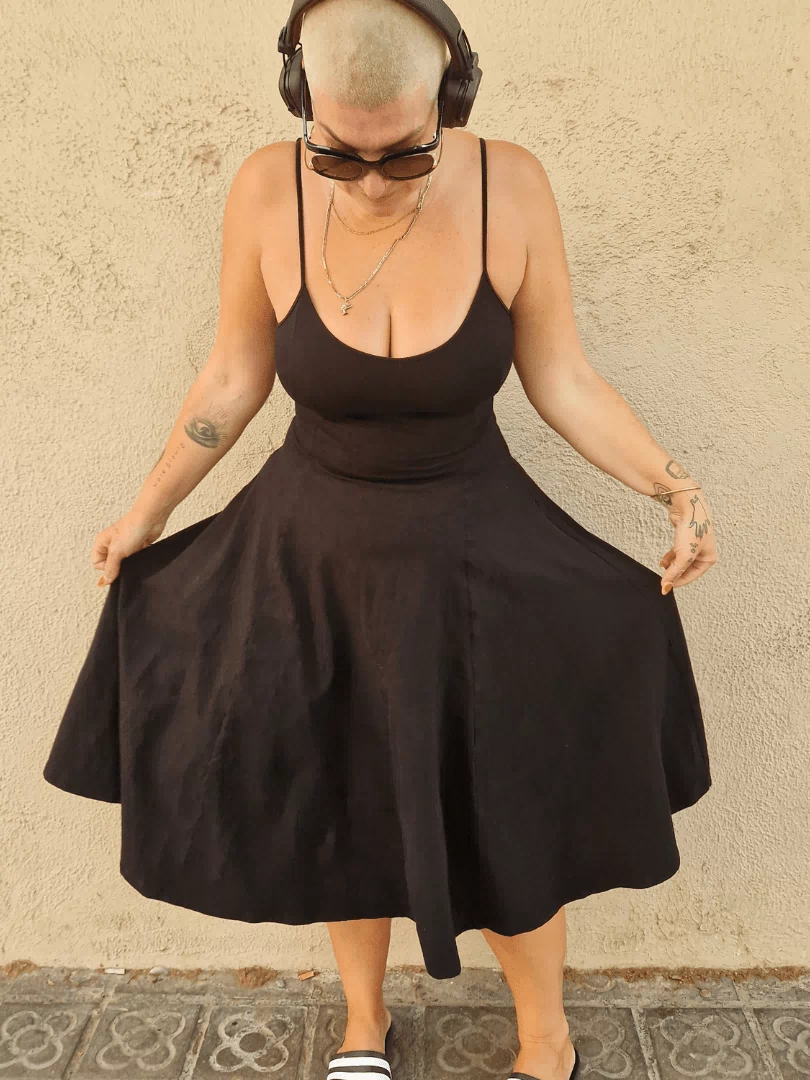 Asri Dress Midi Petite in Black - Manners London