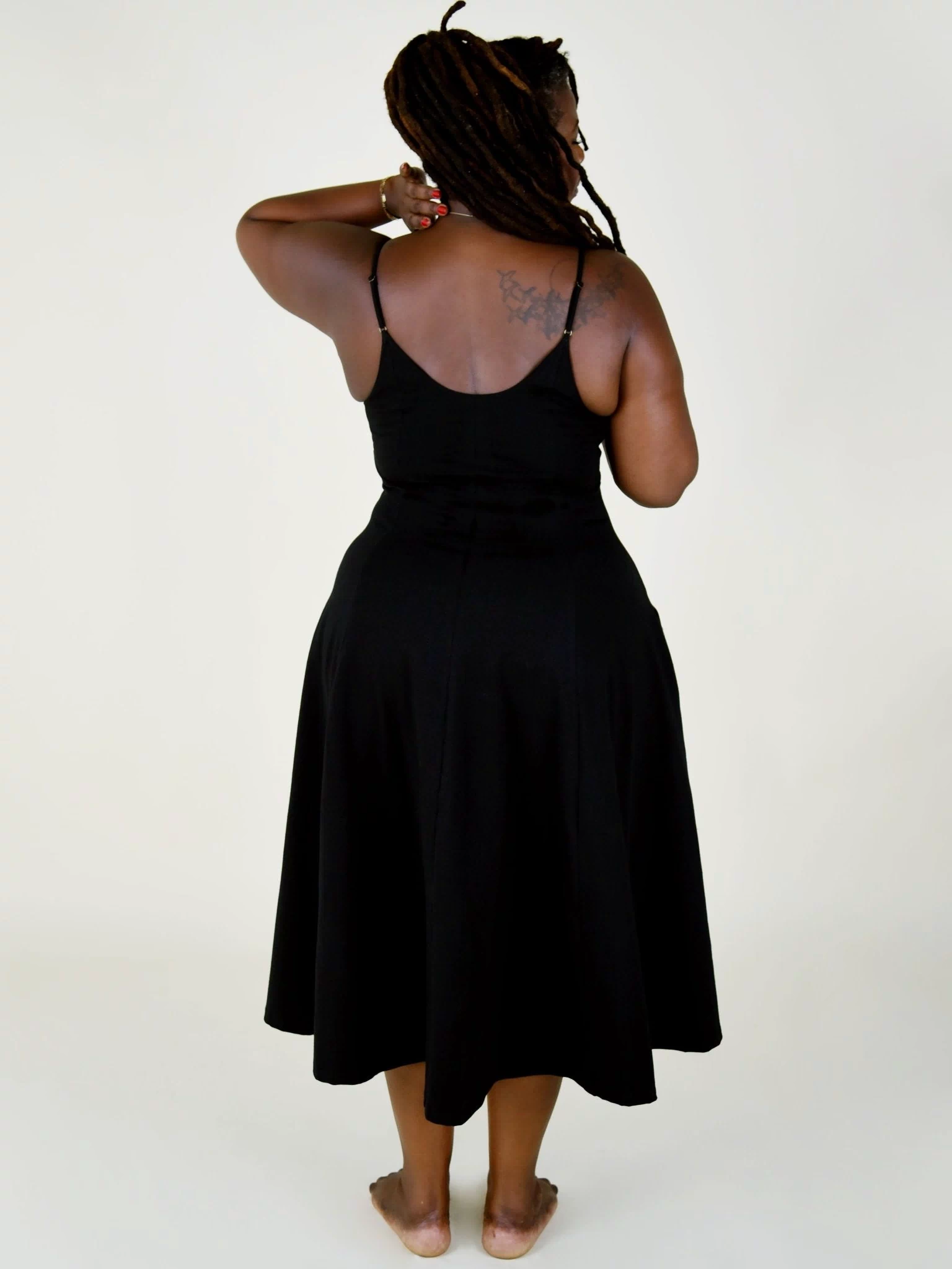 Asri Dress Midi Petite in Black - Manners London