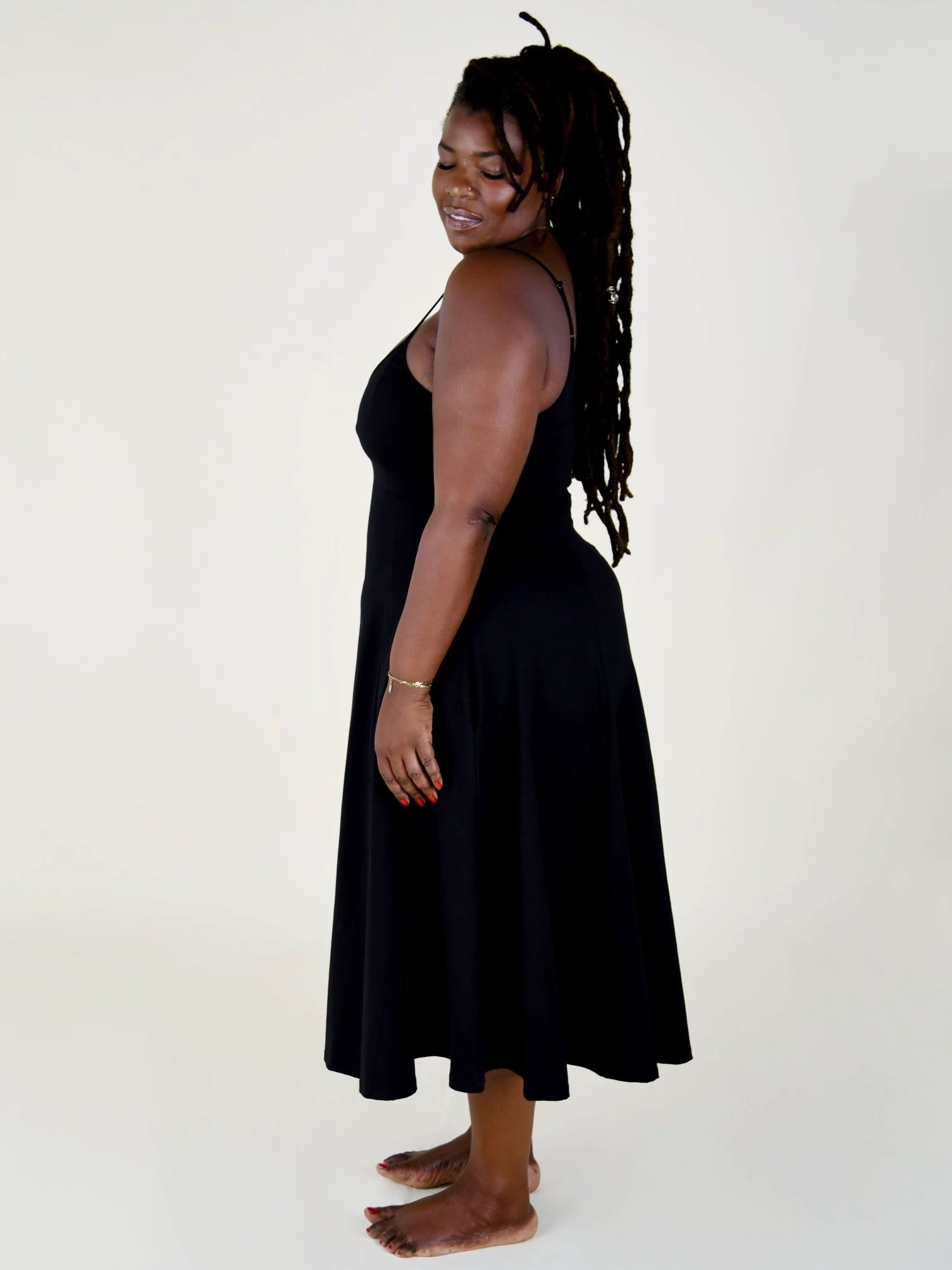 Asri Dress Midi Petite in Black - Manners London