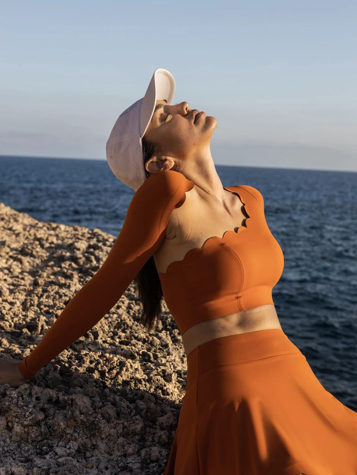 Asymmetrical Long Sleeve Crop Top - WISKIIWS317SunsetS